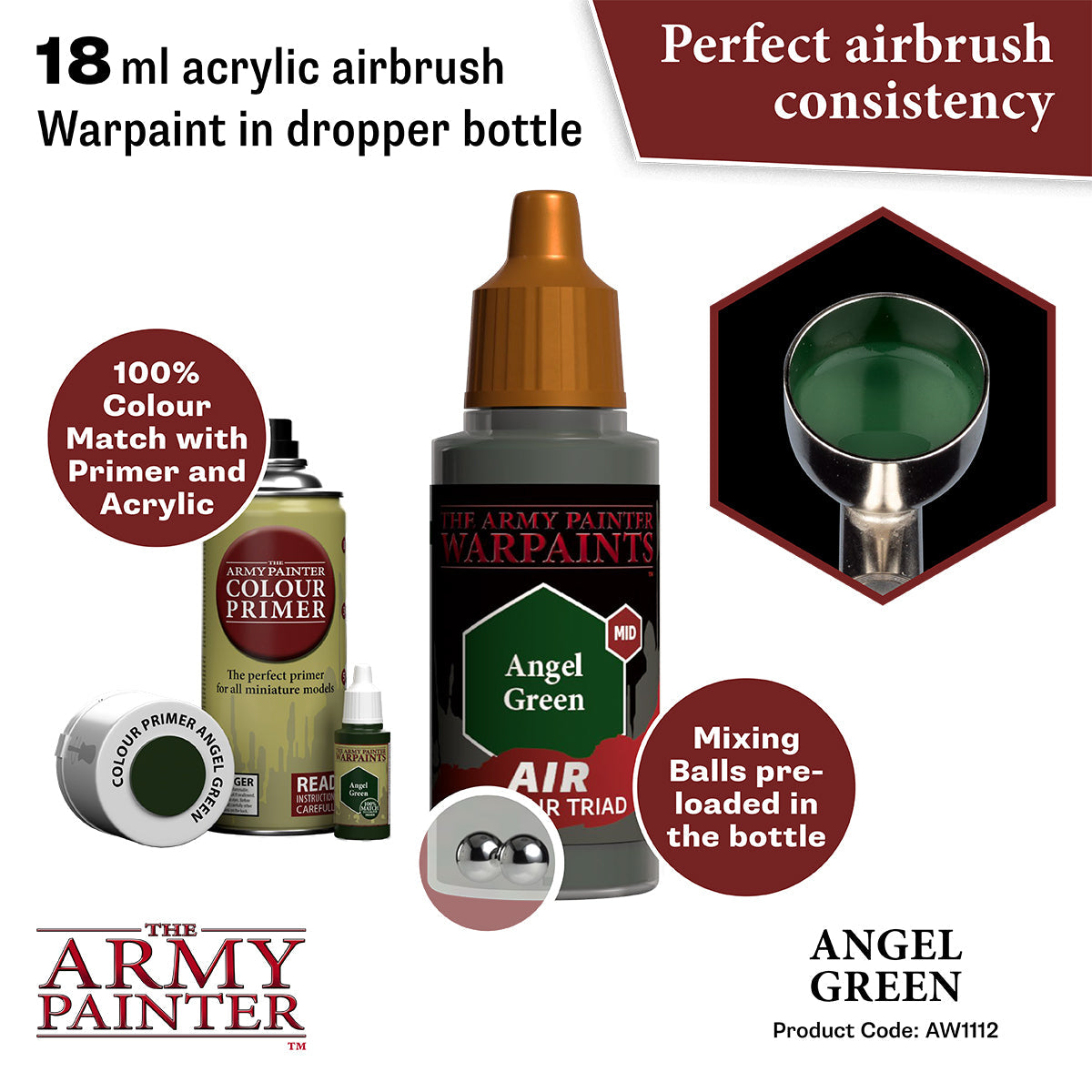 Warpaints Air: Angel Green - High-Quality Airbrush Paint for Cosplay, Model Kits & Miniatures - Perfect for Artists & Hobbyists