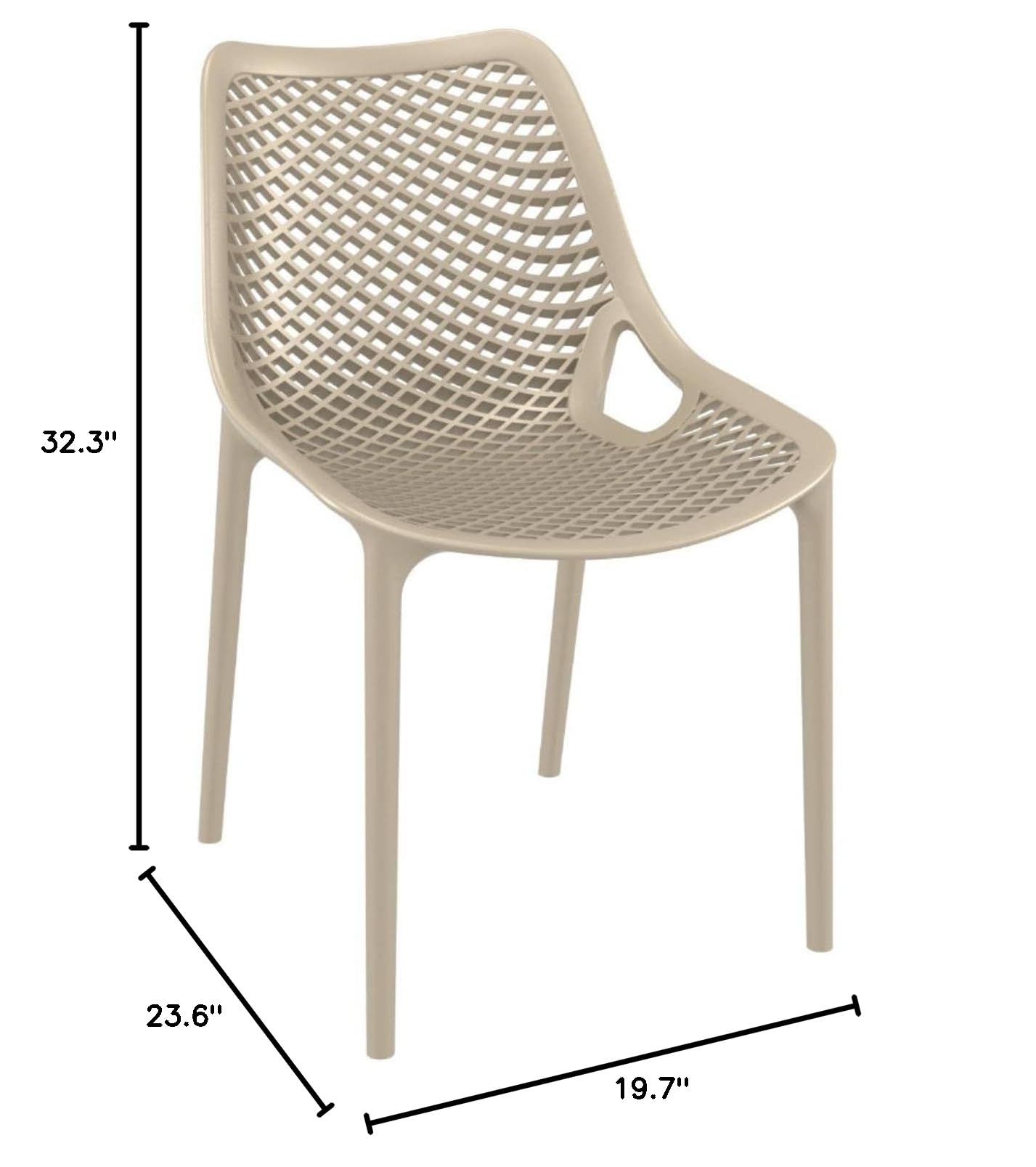 Premium Compamia Air Outdoor Dining Chairs in Dove Gray - Set of 2 Weather-Resistant Patio Chairs for Backyard, Poolside & Garden Relaxation