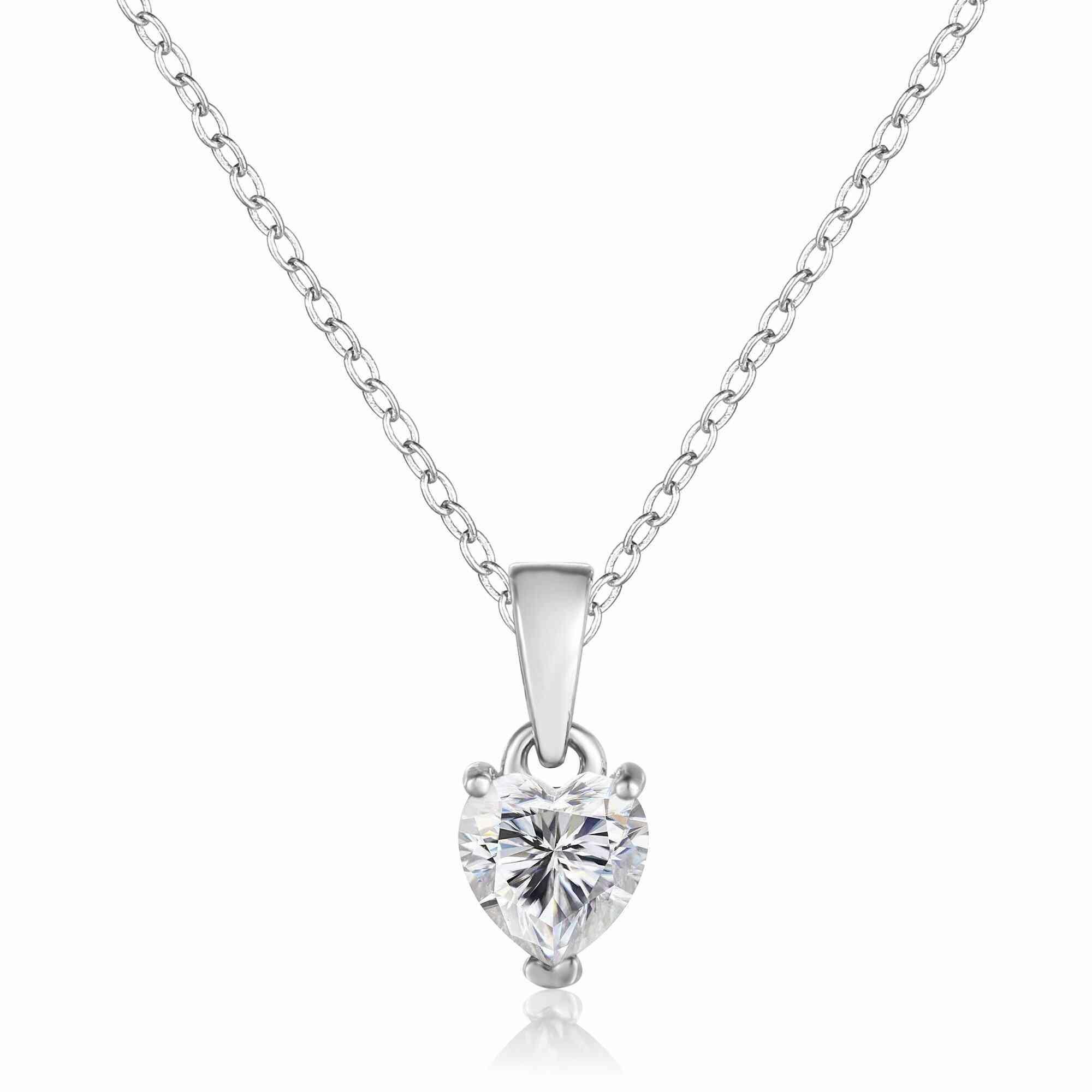 Moissanite Heart Necklace for Women - 14K Gold Plated Dainty Pendant Jewelry - Perfect Gift for Valentine's Day, Anniversary & Romantic Occasions