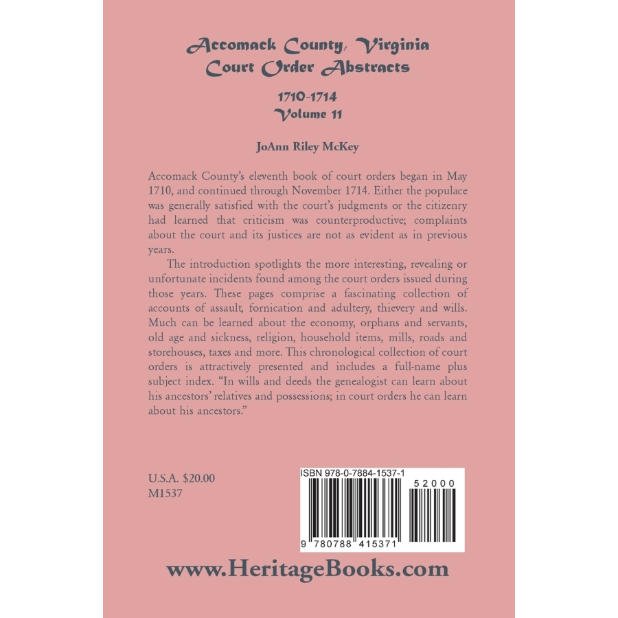 Accomack County Virginia Court Order Abstracts Volume 11 1710-1714 | Historical Legal Documents for Genealogy Research & Virginia History Studies