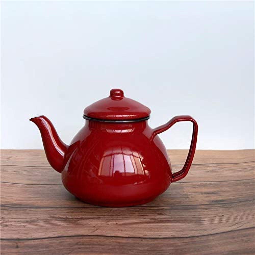 Premium Enameled Cast Iron Teapot 1.0L - Turkish Blue & Red Vibrating Thin Section Tea Kettle with Infuser - Stovetop Safe for Home, Office & Turkish Tea Ceremony