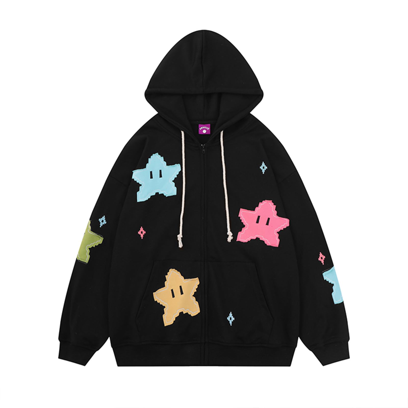 GOOCHEER Women's Y2K Star Print Zip Up Hoodie Jacket - Cute Fall Sweatshirt for Teens & Girls | Perfect for Casual Wear, School, and Street Fashion