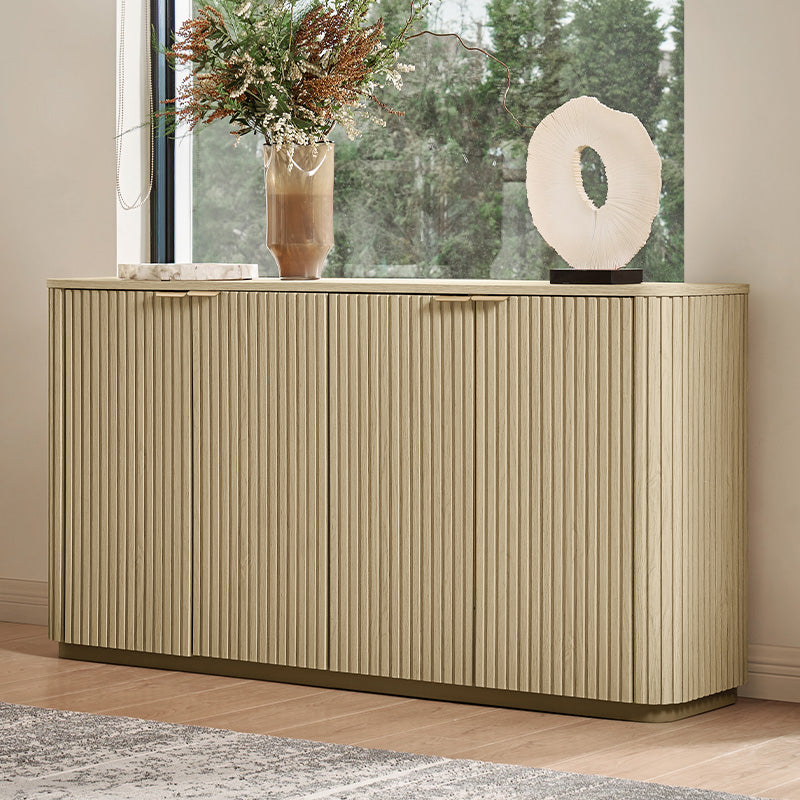 Modern Curved Wood Cabinet - Elegant Storage Solution for Living Room, Bedroom & Office | Solid Wood Furniture with Sleek Design for Home Organization