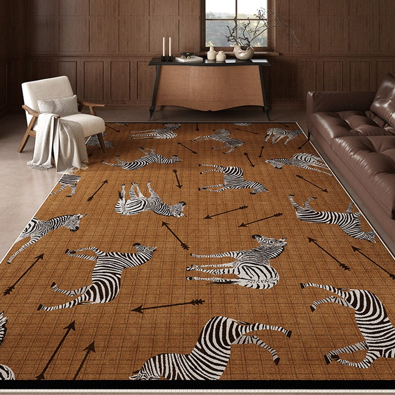 Modern Area Rugs for Dining Room & Living Room - Mid Century Zebra Pattern Contemporary Floor Carpet - Perfect for Bedroom, Home Decor & Office Spaces