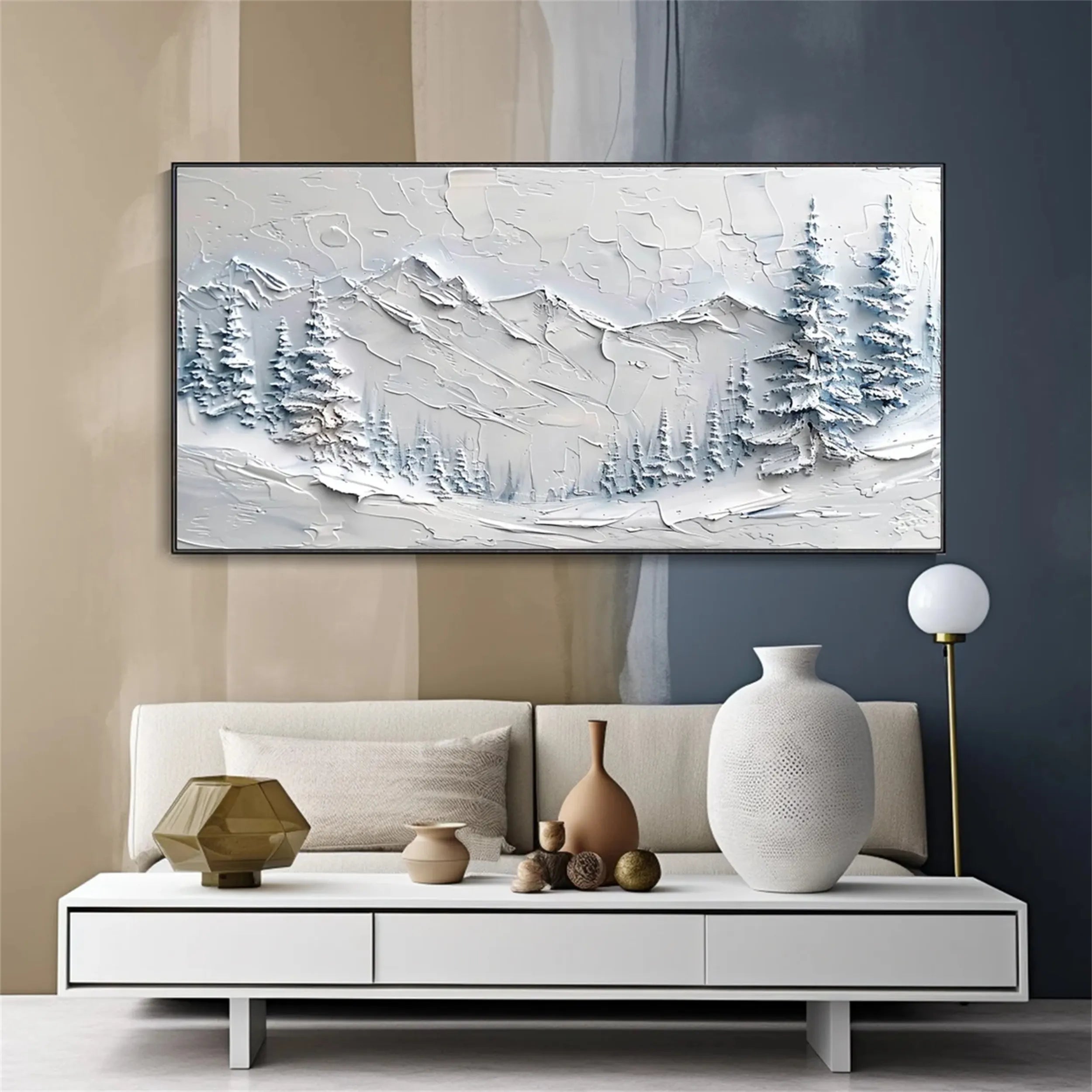 White Minimalist Textured Painting Canvas - Modern Abstract Wall Art for Living Room, Bedroom & Office Decor | Premium Quality #MM256