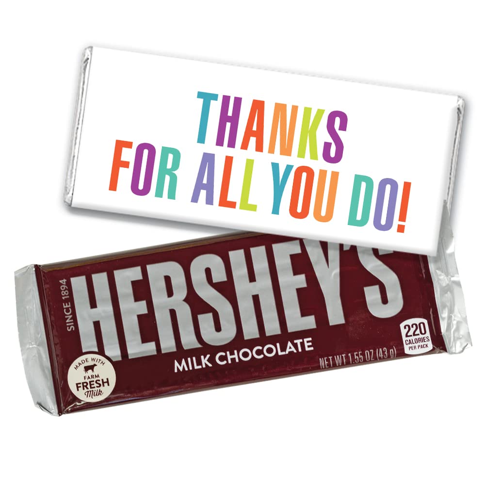 72 Count Personalized Thank You Chocolate Bars in Bulk - Silver Foil Wrapped Employee Appreciation Gifts (No Assembly Required) - Perfect for Corporate Events, Wedding Favors, and Client Thank You Gifts
