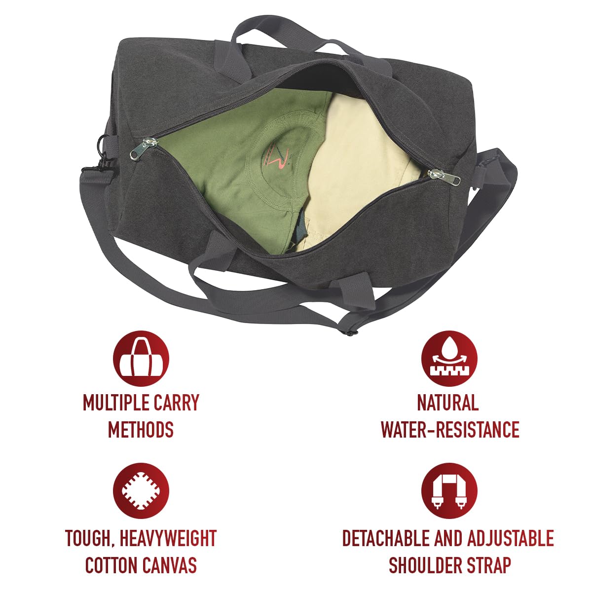 Rothco 22210 Heavy Duty Canvas Shoulder Duffle Bag - Military Style Travel Duffel for Gym, Camping & Outdoor Adventures