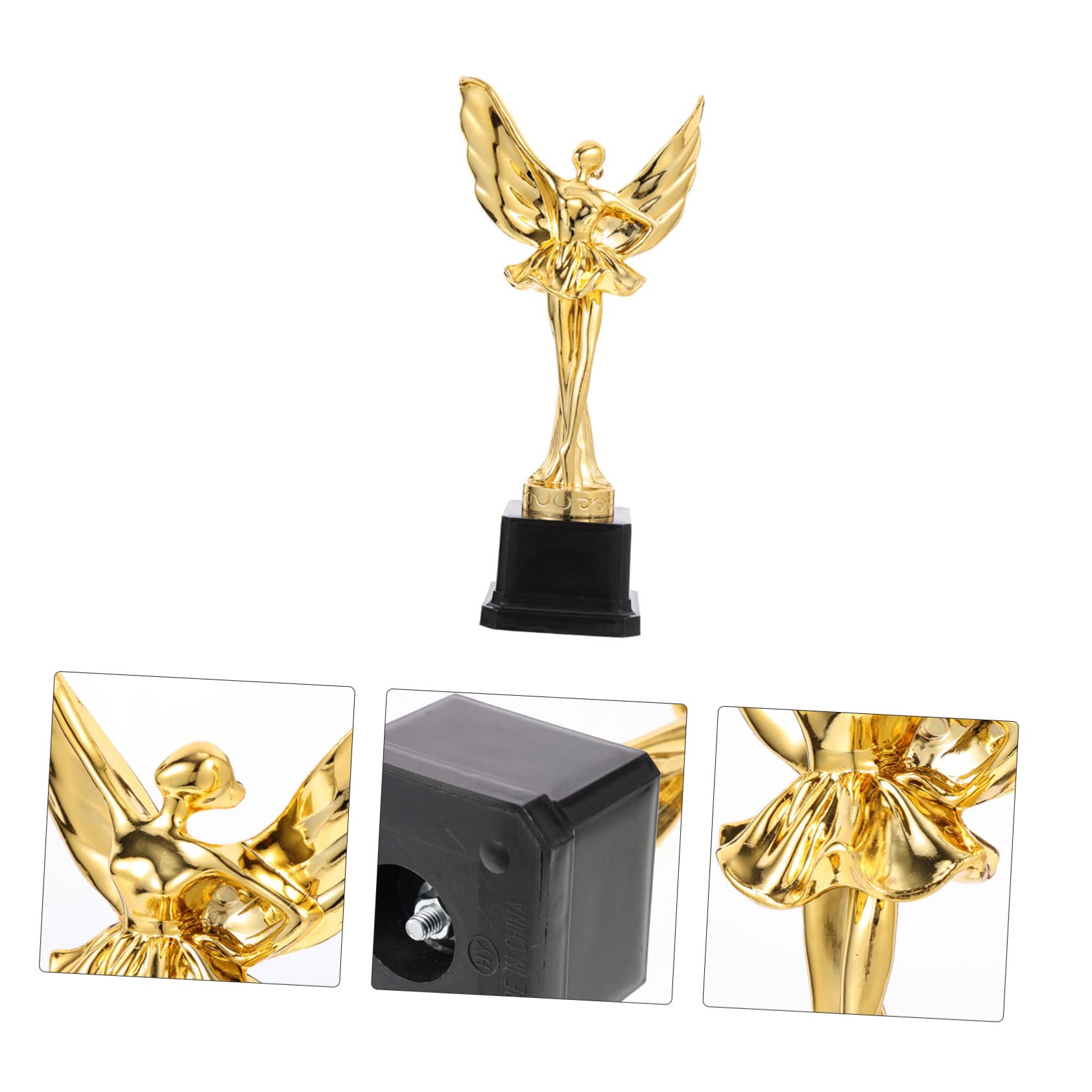 SUPVOX 4 Pack Gold Dance Trophy Awards - Girl Shaped ABS Plastic Competition Trophies for Dance Recitals, Ballet Performances & Cheerleading Events