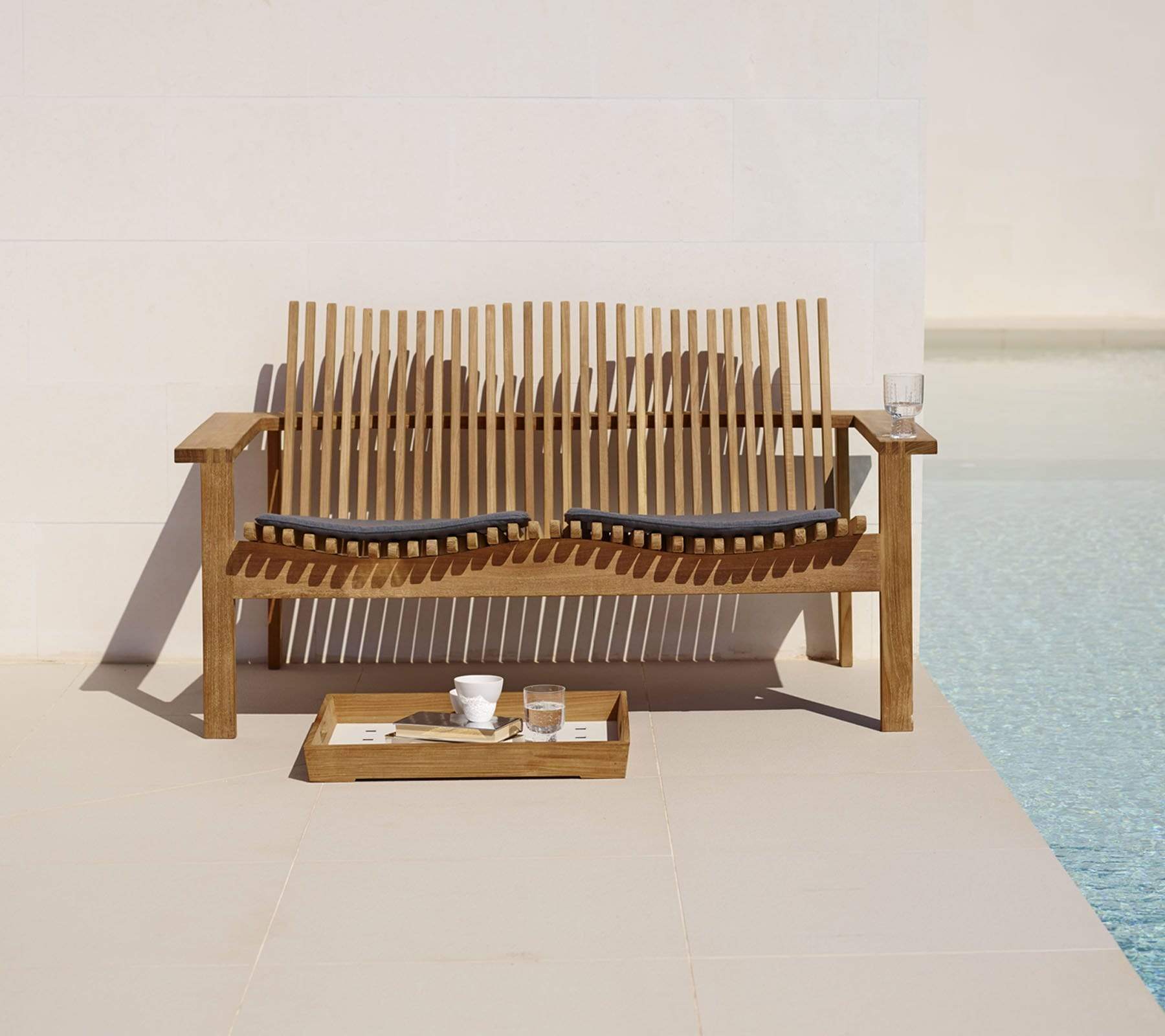 Premium 2-Seater Outdoor Teak Sofa Set - Weather-Resistant Patio Furniture for Garden, Poolside & Backyard Relaxation