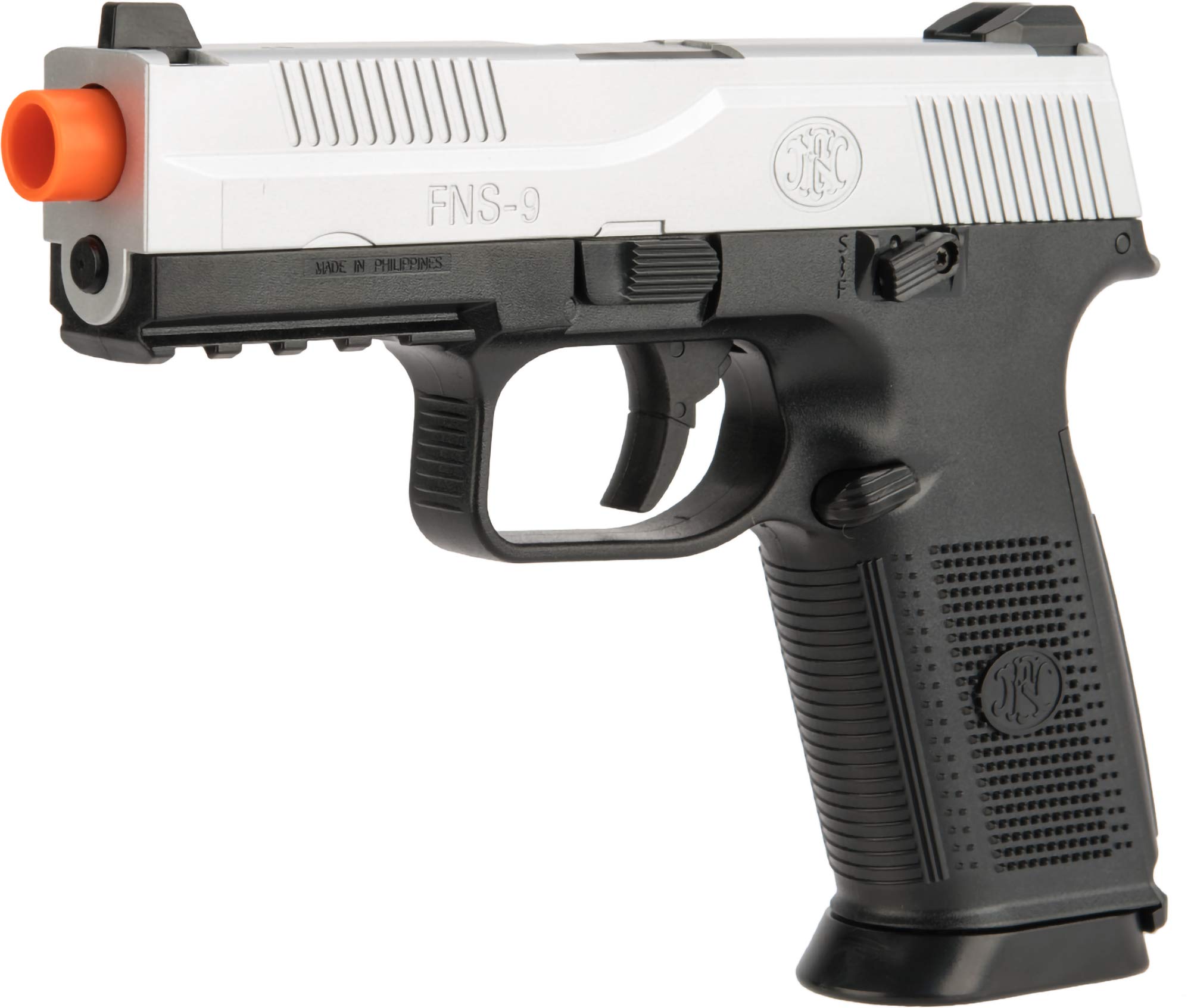 CyberGun FN Herstal FNS-9 Spring Airsoft Pistol - Two-Tone Gas Blowback Gun for Tactical Training & Target Shooting | Evike Airsoft