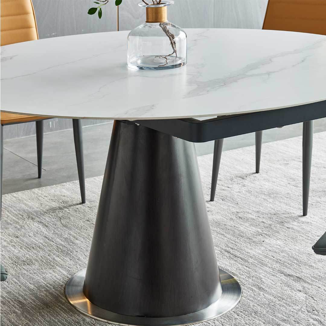 Frederica Modern Sintered Stone Extendable Dining Table - 6 to 10 Seater, Scratch & Heat Resistant - Perfect for Family Gatherings & Dinner Parties