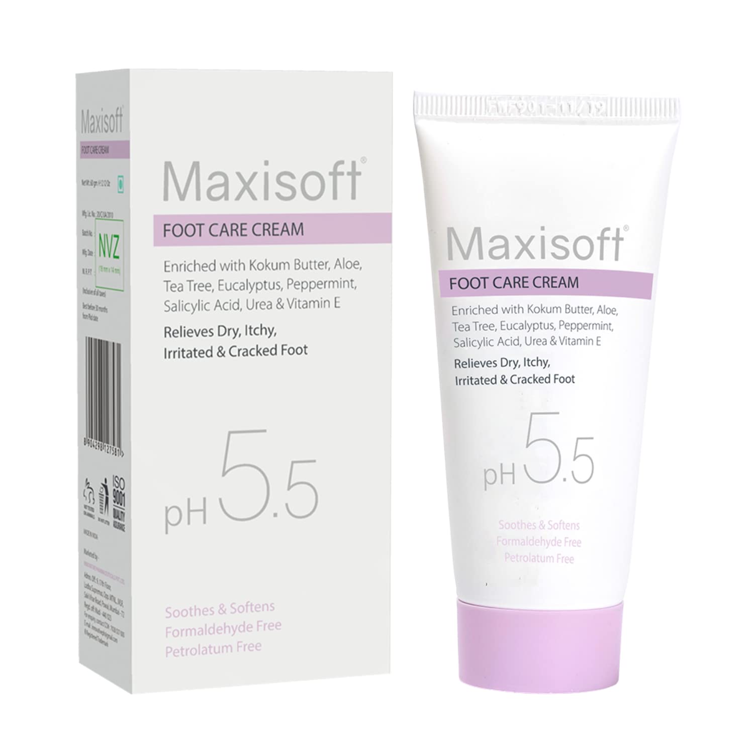 Maxisoft Foot Care Cream for Dry, Rough & Cracked Heels - Moisturizing & Soothing Foot Cream with Shea Butter & Vitamin E (60g) - Perfect for Daily Foot Care, Pedicures & Cracked Heel Treatment
