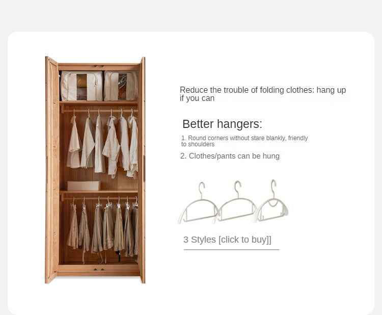 Solid Oak Wood Wardrobe with High Doors - Spacious Storage for Bedroom, Closet & Home Organization