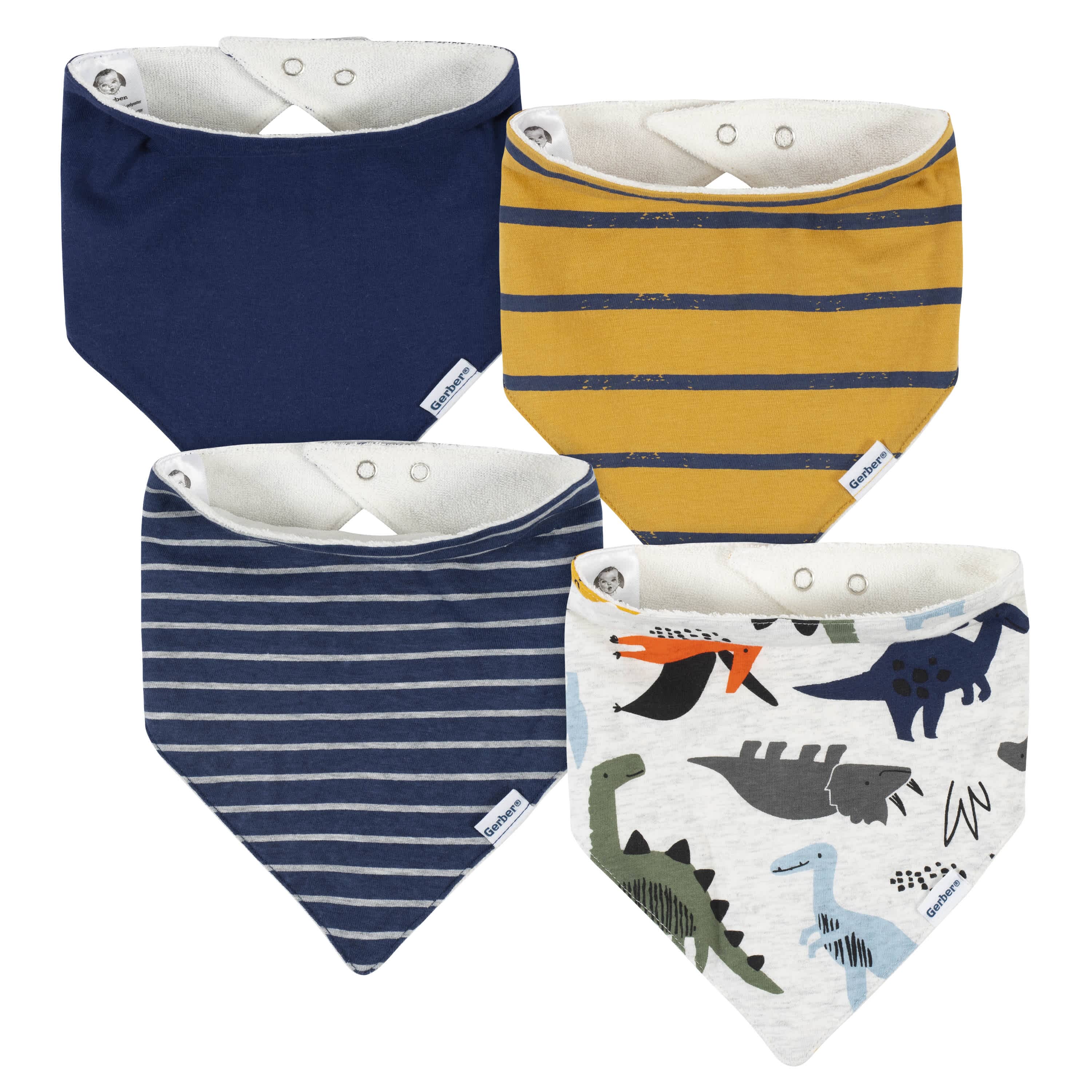 4 Pack Baby Boys Dinosaur Bandana Bibs - Soft Absorbent Drool Bibs for Teething, Feeding & Messy Playtime - Cute Dino Design for Infants & Toddlers