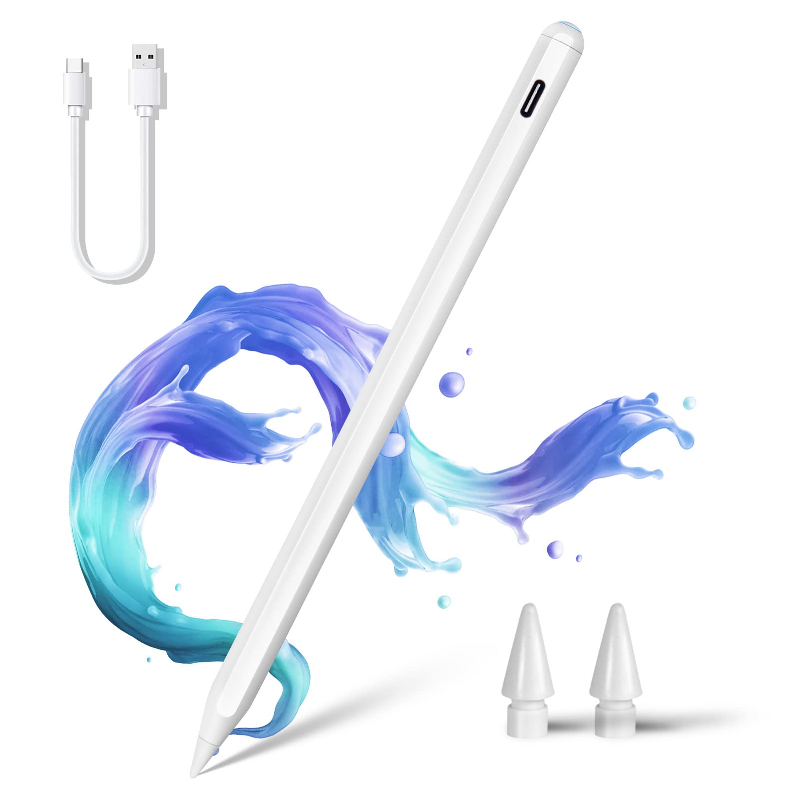 Apple Pencil Stylus for iPad A16 (11th/10th/9th/8th Gen) - Fast Charging, Tilt Sensitivity & Palm Rejection - White | Perfect for Drawing, Note-Taking & Digital Art
