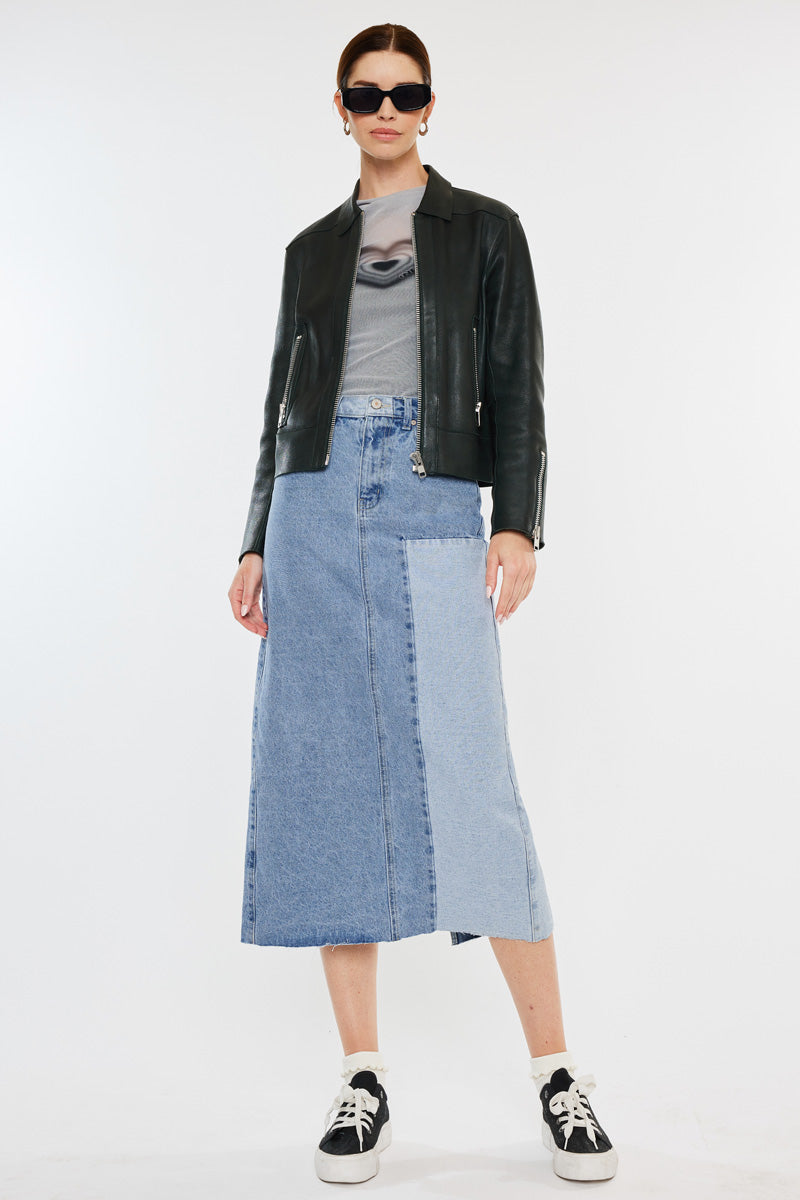 Brodie Color Block Midi Skirt for Women - Trendy A-Line Pleated Skirt with Pockets | Perfect for Work, Date Night & Casual Outfits
