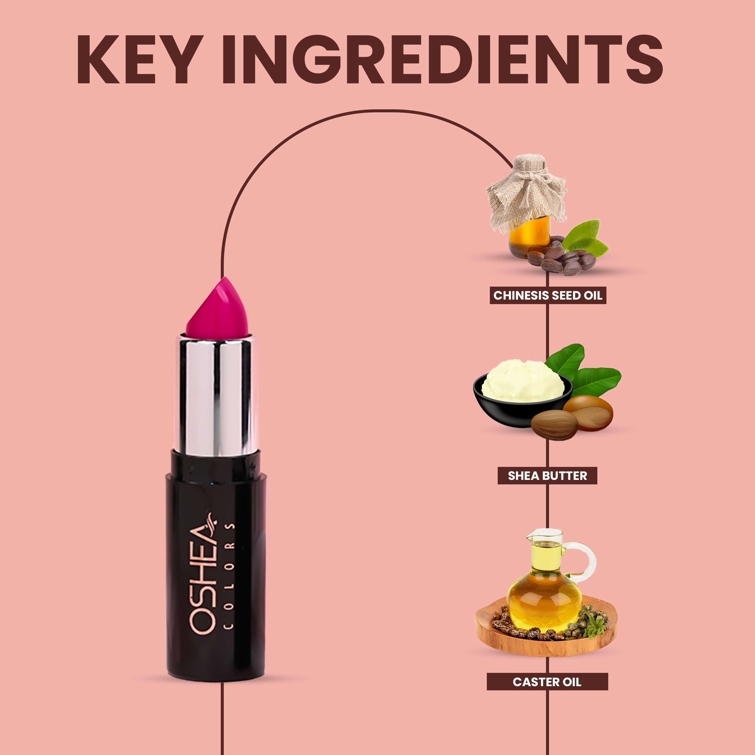 Oshea Colors Creamy Matte Lipstick - Long Lasting, Non-Drying Formula with Castor Oil & Shea Butter | Vegan, Paraben Free | Barbie Pink 07 (4.2g) | Perfect for Everyday Wear, Parties & Special Occasions