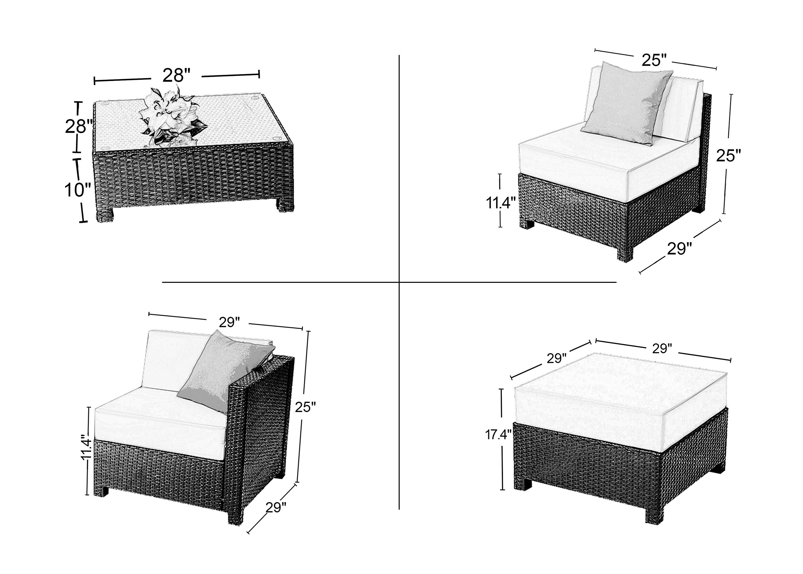 MCombo 9-Piece Luxury Wicker Patio Sectional Sofa Set - Indoor/Outdoor Furniture in Gray - Perfect for Backyard, Poolside & Sunroom Relaxation