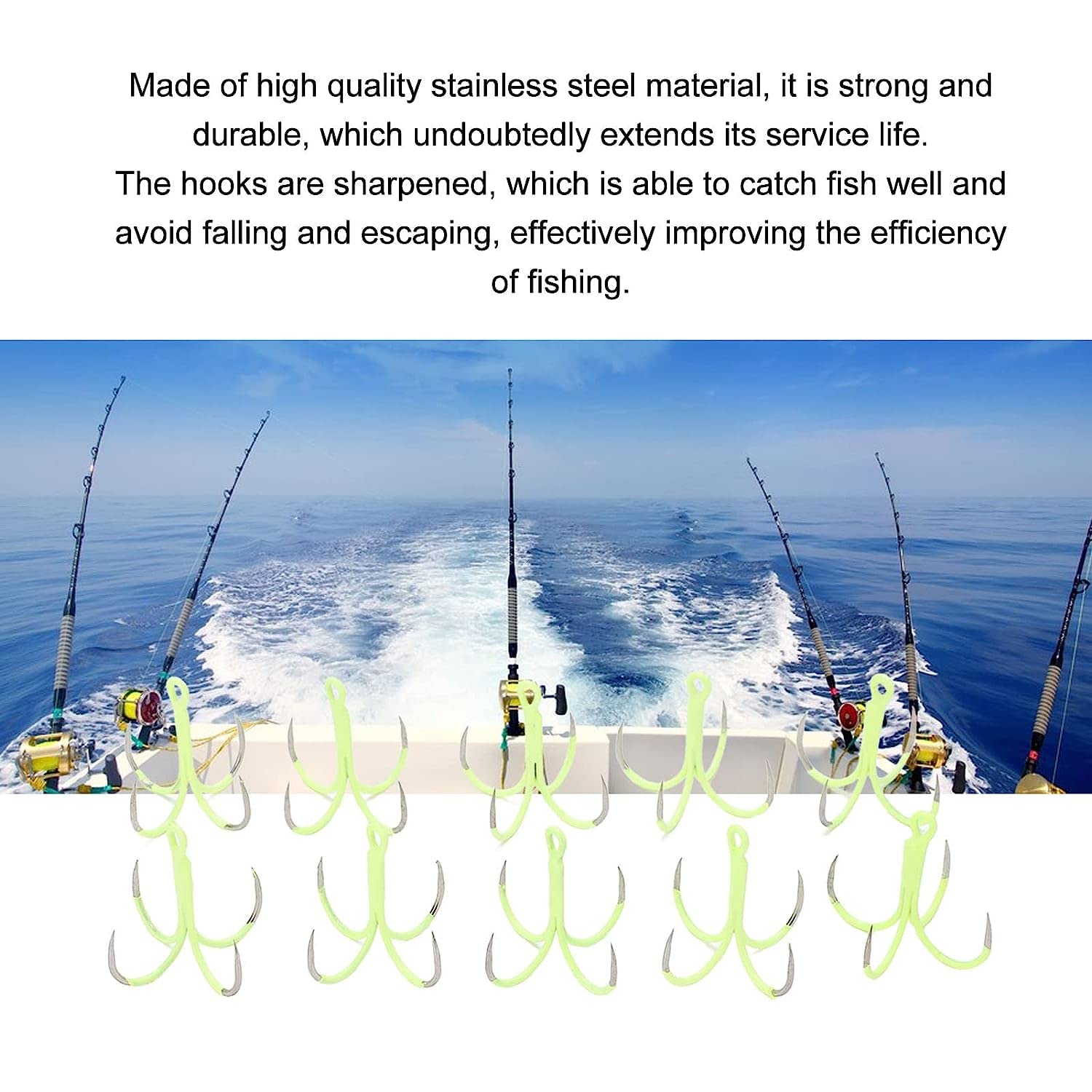 Ubersweet® Stainless Steel Luminous Four Claw Fishing Hook - Portable, Durable & High Efficiency for Freshwater, Saltwater & Ice Fishing | Perfect for Night Fishing, Kayak Angling & Outdoor Adventures (Small Size)