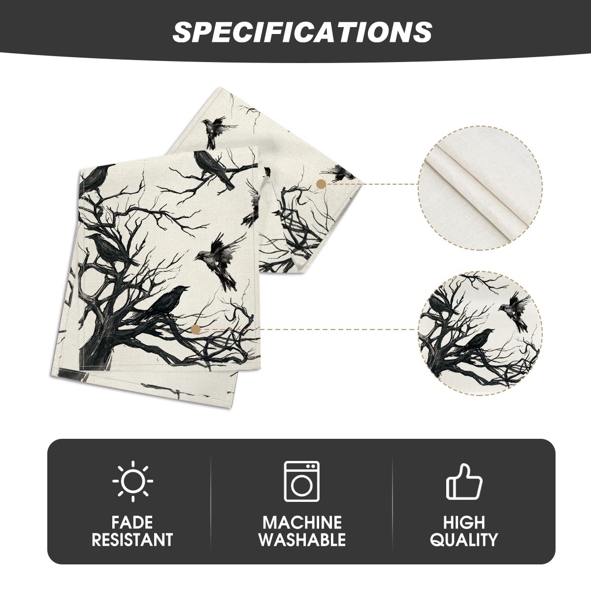 Artoid Mode Silhouette Tree Crows Halloween Table Runner - 13x90 Inch Fall Branches Kitchen Dining Decor for Outdoor Home Party | Perfect for Halloween Decorations, Thanksgiving Table Setting & Autumn Home Decor