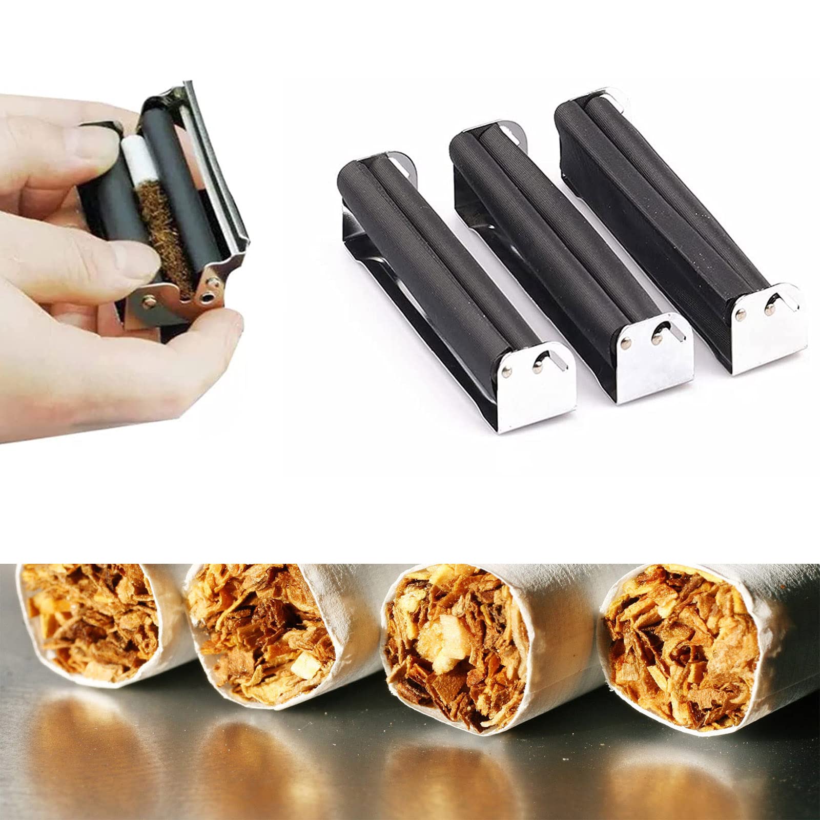 Premium 110mm Metal Cigarette Rolling Machine - Handheld Cigarette Maker & Tobacco Roller (No Lid) - Perfect for DIY Smokers, Travel & Outdoor Use