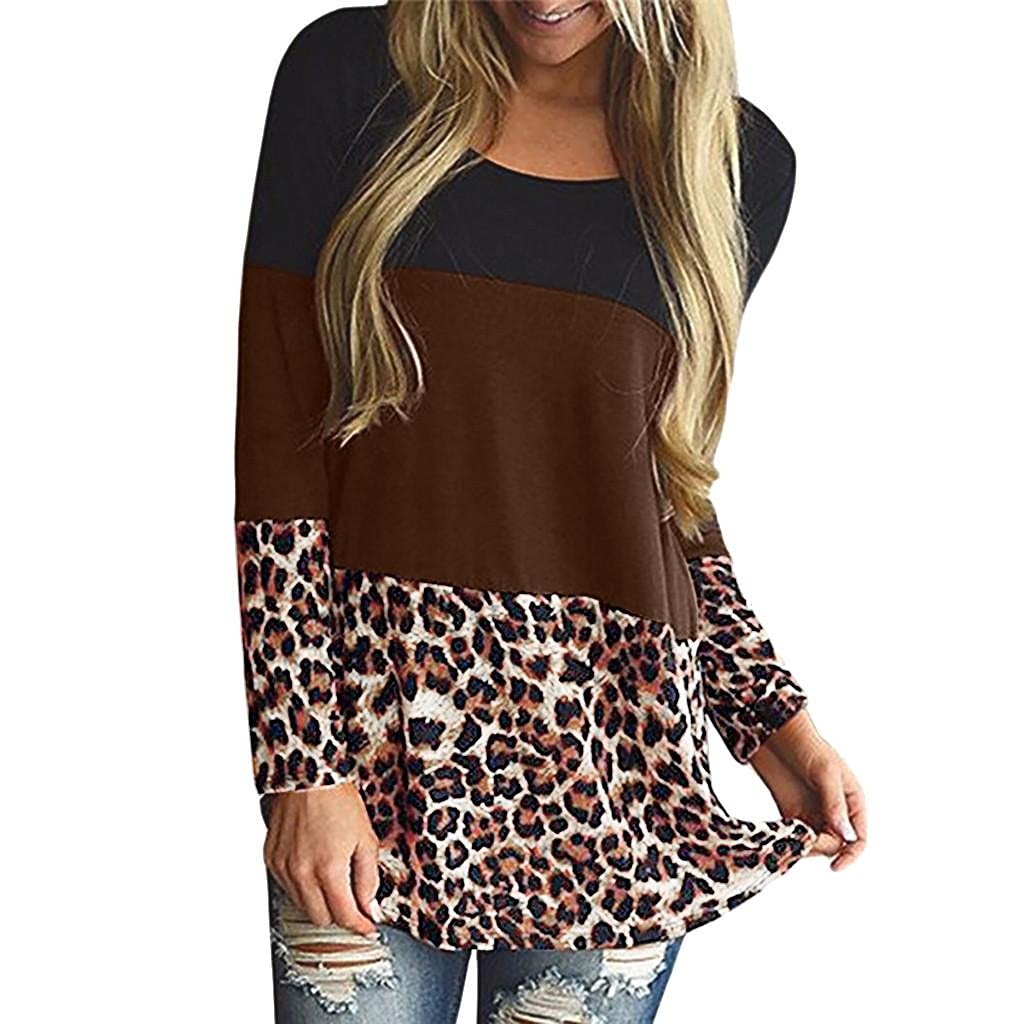 Women's Maternity Leopard Print Shirts - Soft Loose Nursing Tops & Pajamas for Breastfeeding | Comfortable Pregnancy Tees for Casual Wear & Nursing at Home