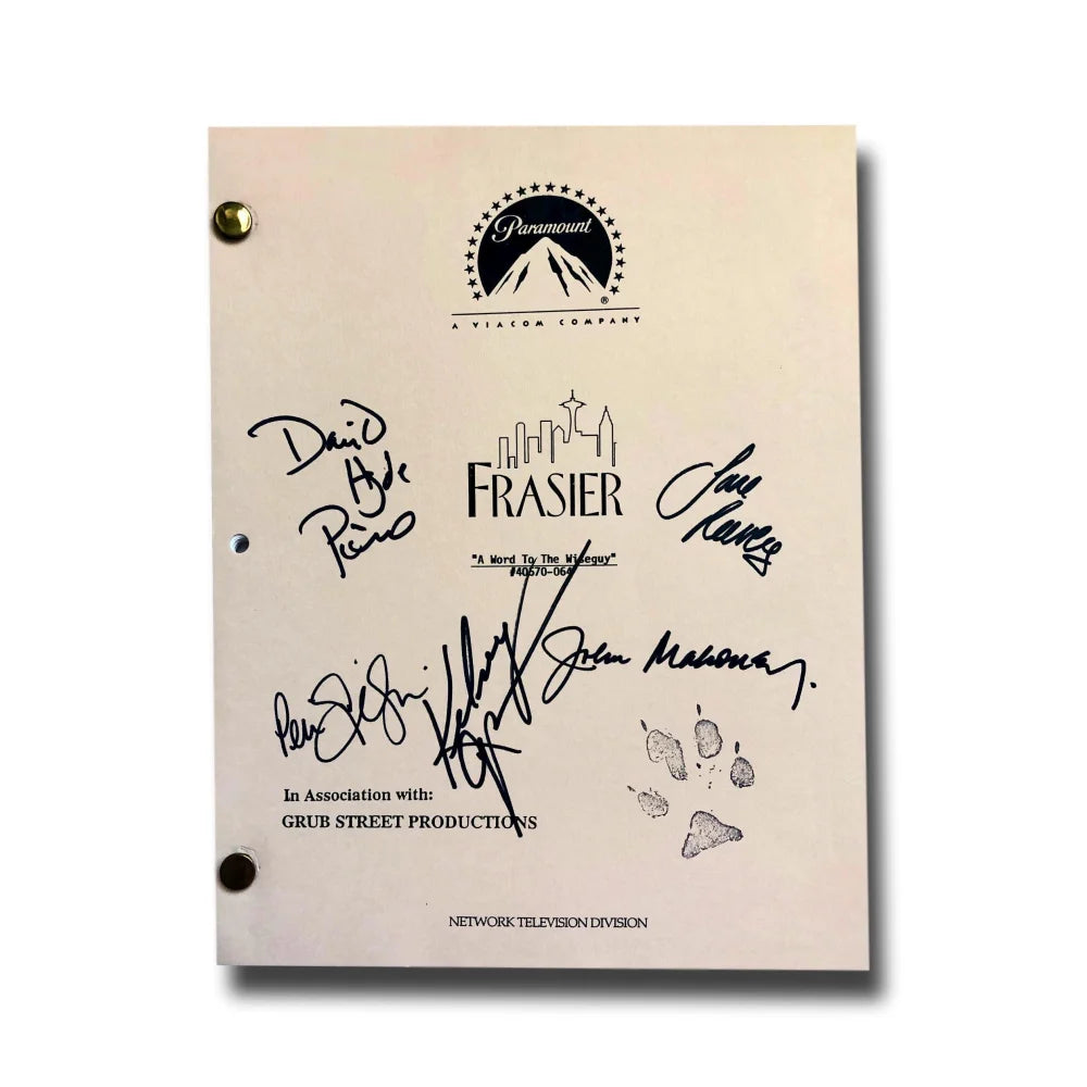 Frasier Cast Signed TV Show Script - Kelsey Grammer Autograph with JSA COA - Collectible Memorabilia for Fans & Home Theater Decor
