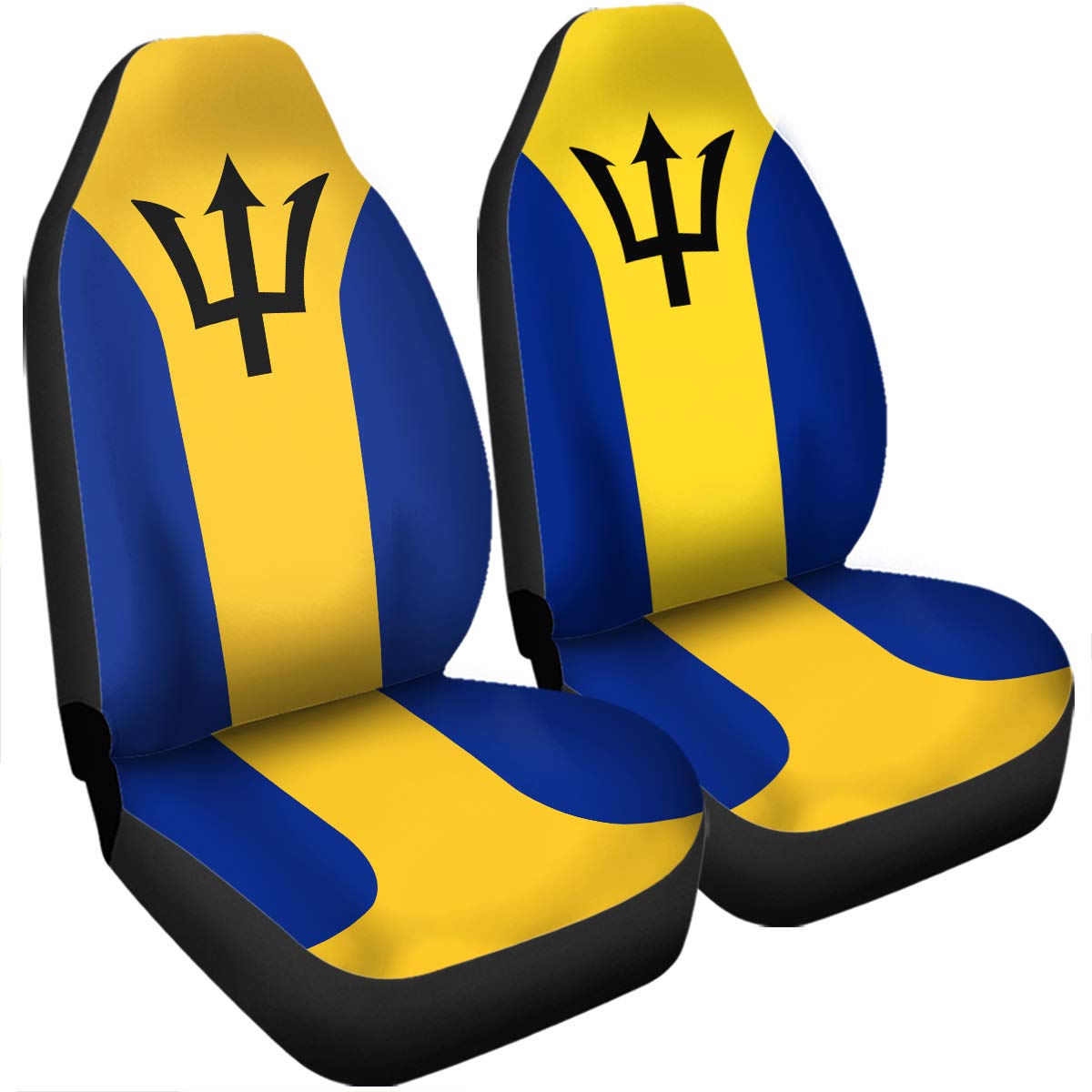 Barbados Flag Car Seat Covers - Universal Fit for Most Cars, SUVs & Trucks | Barbados Coat of Arms Design | Durable Car Accessories for Travel, Road Trips & National Pride