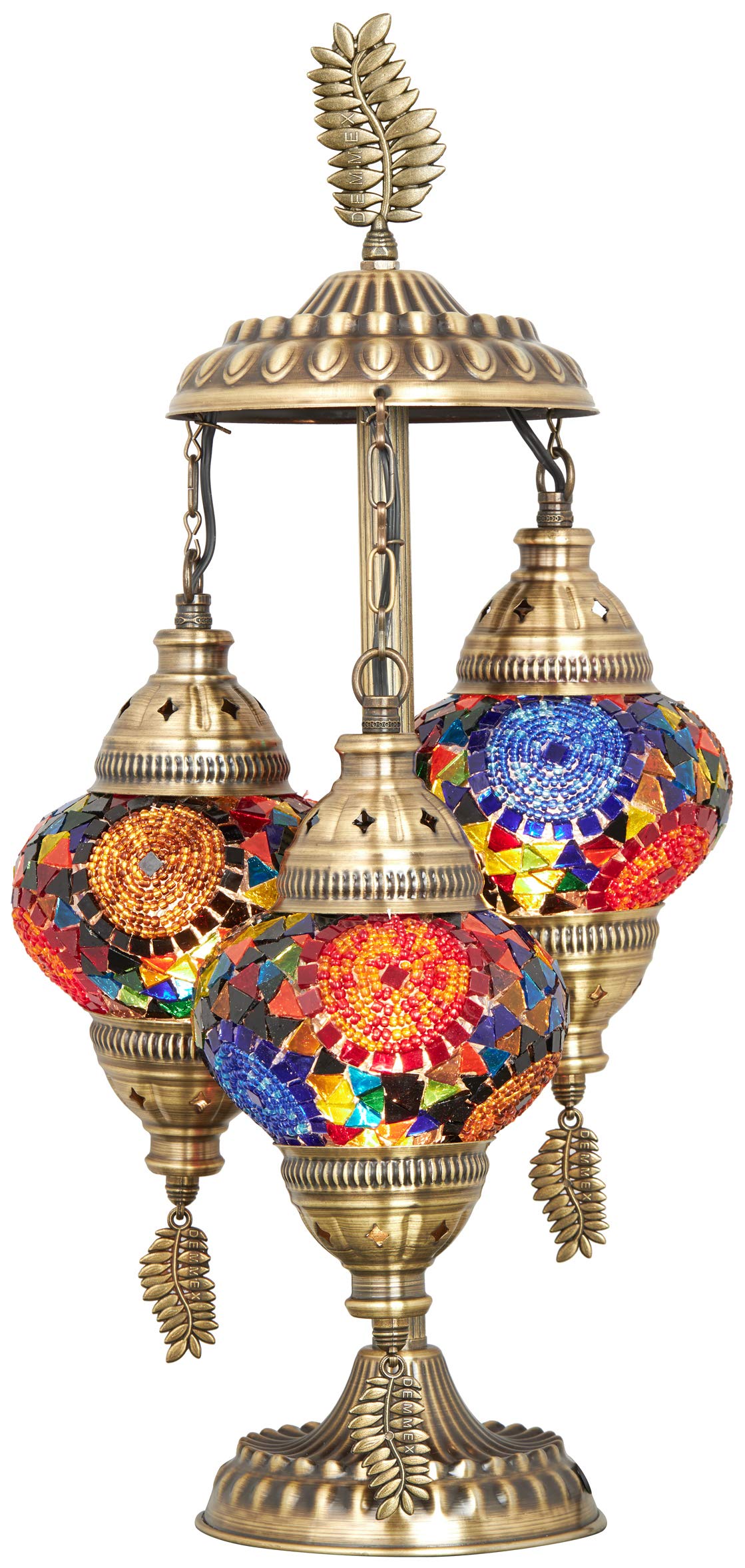 DEMMEX 3 Globes Turkish Moroccan Mosaic Bohemian Table Lamp - Handmade 21