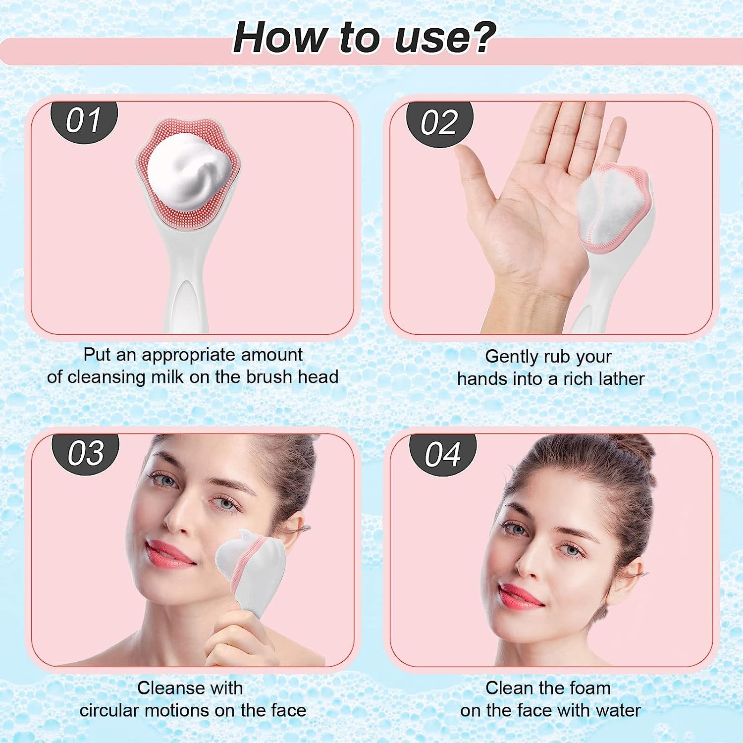 XAMILE 1 Pack Silicone Face Scrubber & Exfoliating Brush - Manual Handheld Facial Cleansing Tool for Blackhead Removal - Soft Food Grade Silicone Bristles for Gentle Face Skincare (Blue) - Perfect for Daily Cleansing & Makeup Removal Routine