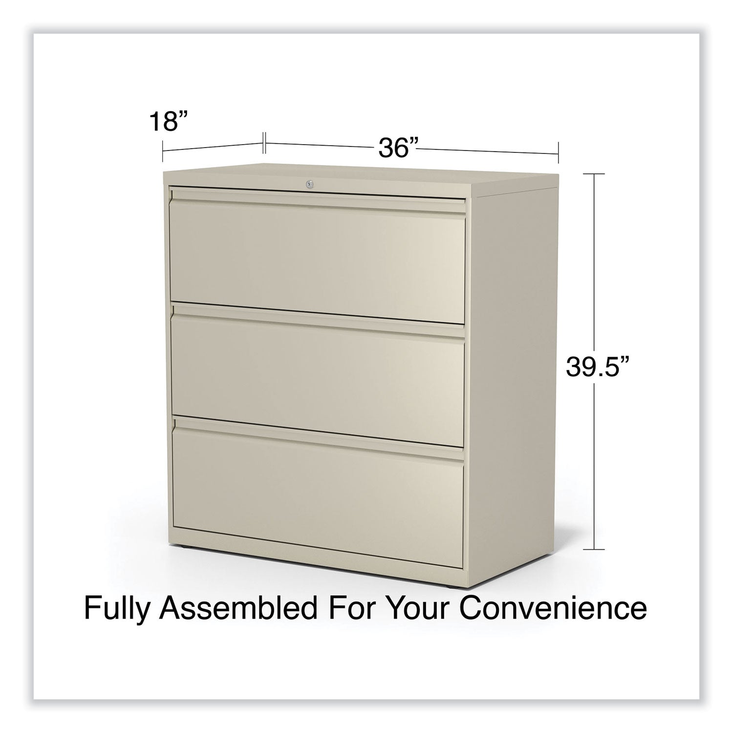 Alera® 3-Drawer Lateral File Cabinet - Legal/Letter/A4/A5 Size - Putty Finish - 36
