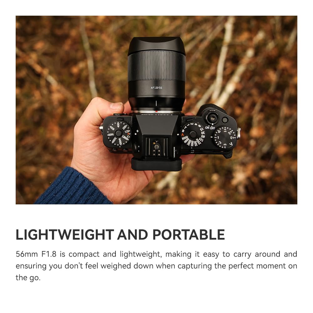 TTARTISAN AF 56mm f/1.8 APS-C Auto Focus Lens for Fujifilm X-Mount Cameras (X-T5, X-T4, X-T30 II, X-S10, X-T200, X-T30, X-H1, X-H2, X-T3, X-T100) - Perfect for Portrait, Street & Low Light Photography