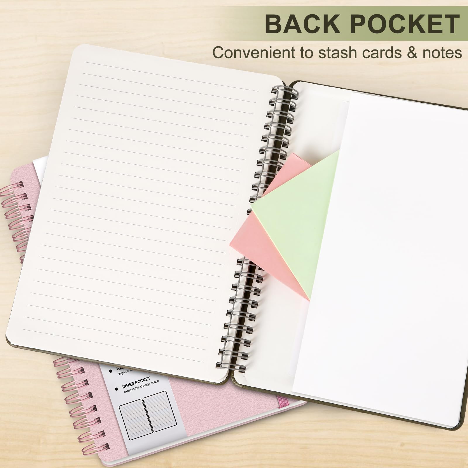 Premium Lined Spiral Notebook - A5 Hardcover Leather Journal with 100GSM Thick Paper (5.7×8.2 inches) for Office, School & Business Note Taking - Perfect Gift for Women & Men - Green - Ideal for Journaling, Meeting Notes & Daily Planning