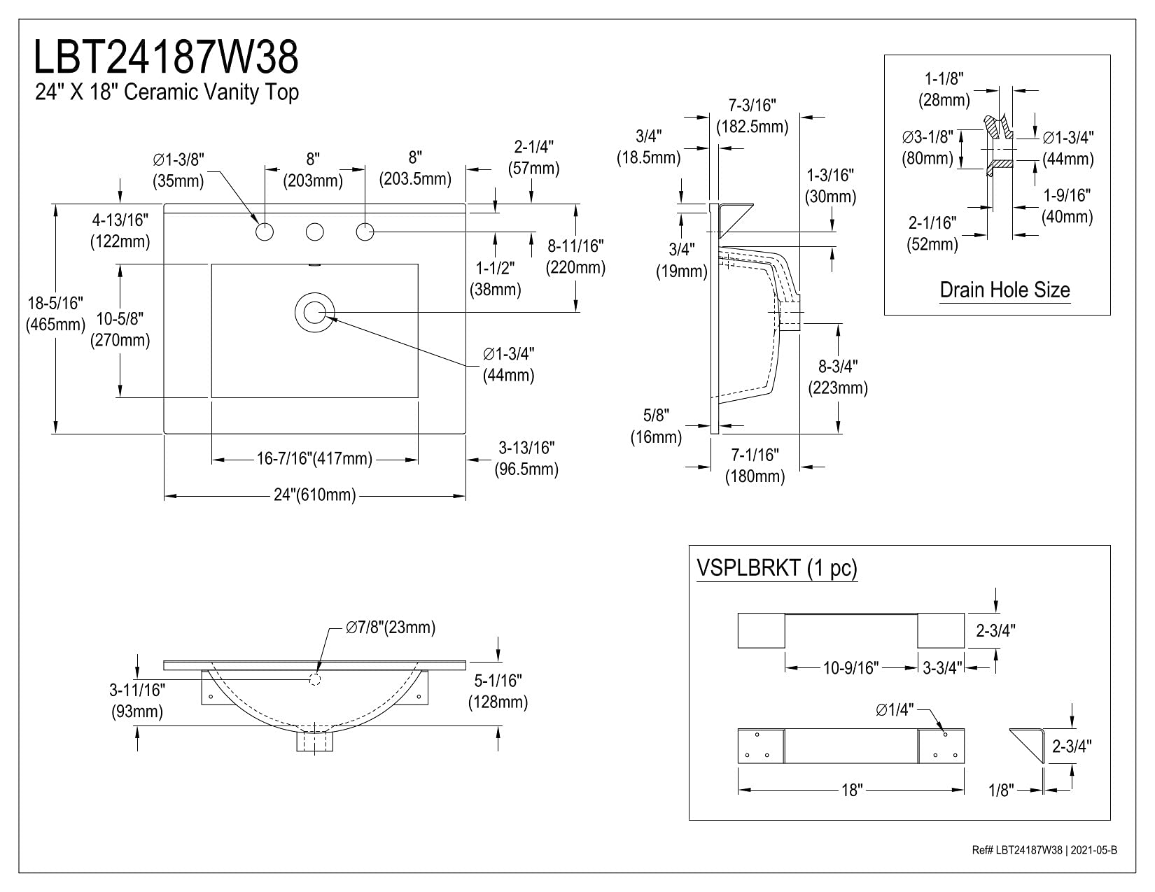 Kingston Brass LBT24187W38 Ultra Modern White Vanity Sink Top - Perfect for Bathroom Renovation & Contemporary Home Decor