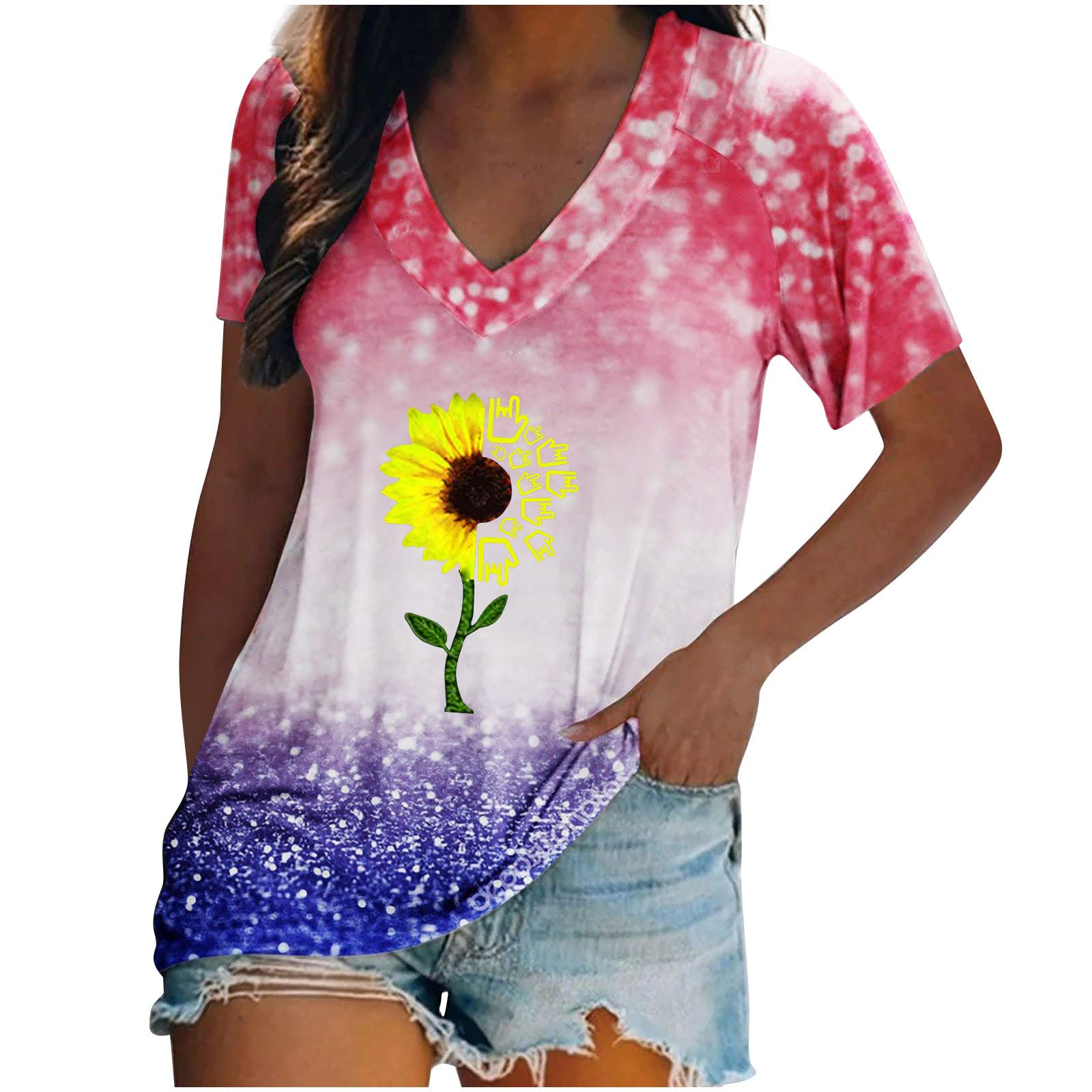 Stylish Summer Tunic Tops for Women - Short Sleeve Blouses to Wear with Leggings | Casual Comfort Shirts for Outdoor Activities & Daily Wear