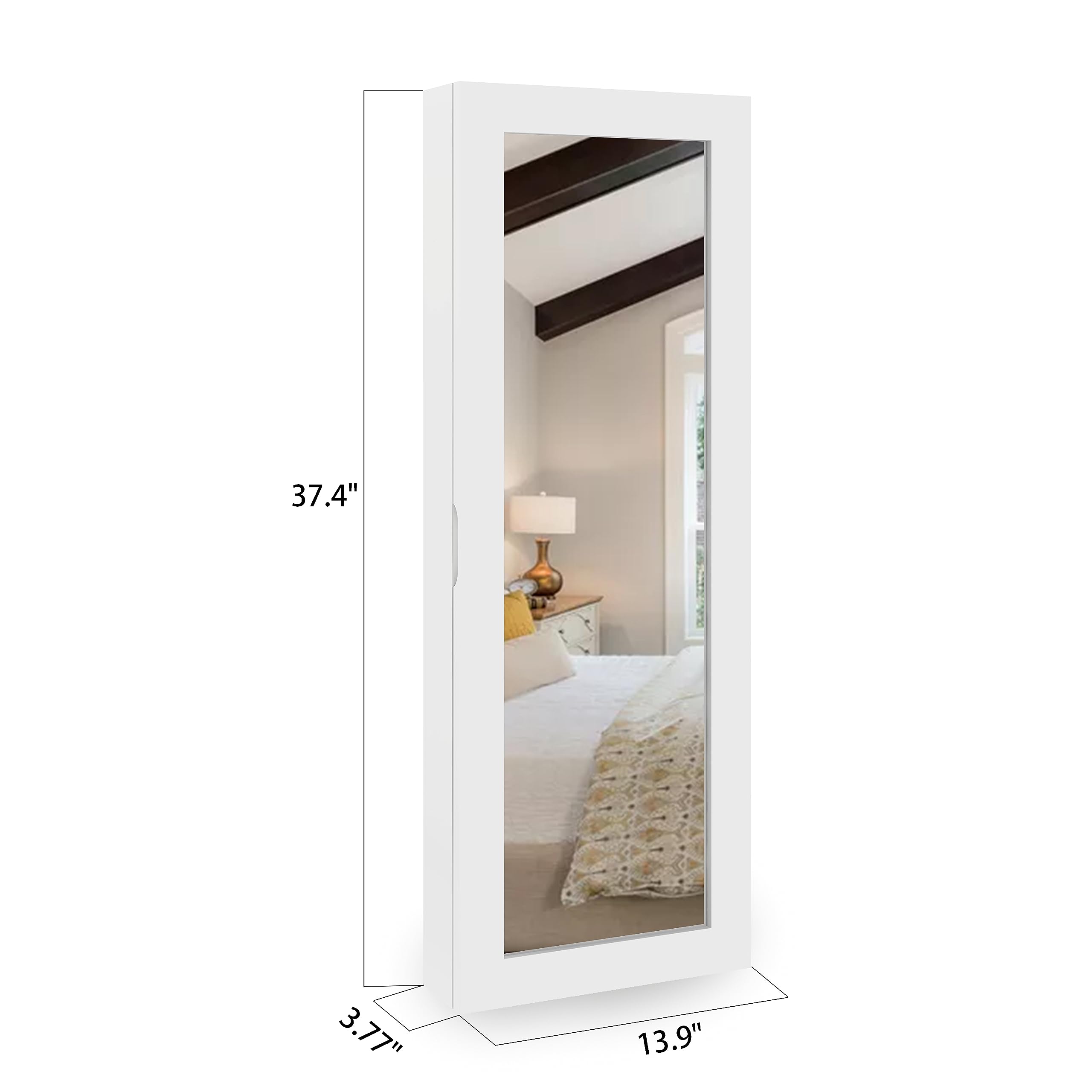 180° Swivel Ironing Board Cabinet with Magnetic Door - Foldable Wall Mount Ironing Board with Storage & Mirror - Space Saving White Laundry Organizer for Small Homes & Apartments