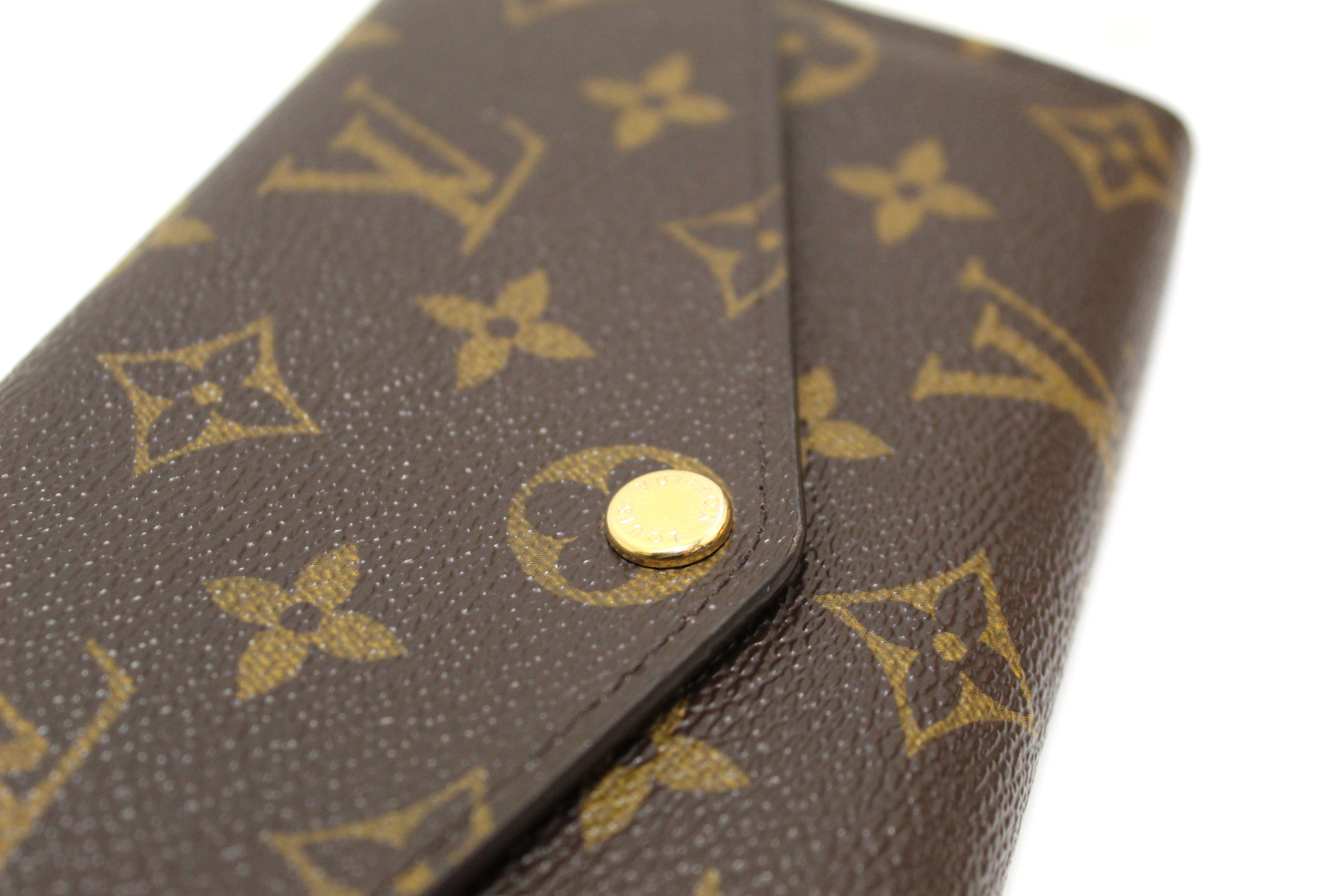 Authentic Louis Vuitton Monogram Canvas Sarah Long Wallet - Genuine Leather Women's Bifold Wallet with 8 Credit Card Slots, RFID Protection - Perfect for Everyday Use, Travel & Luxury Gift Giving