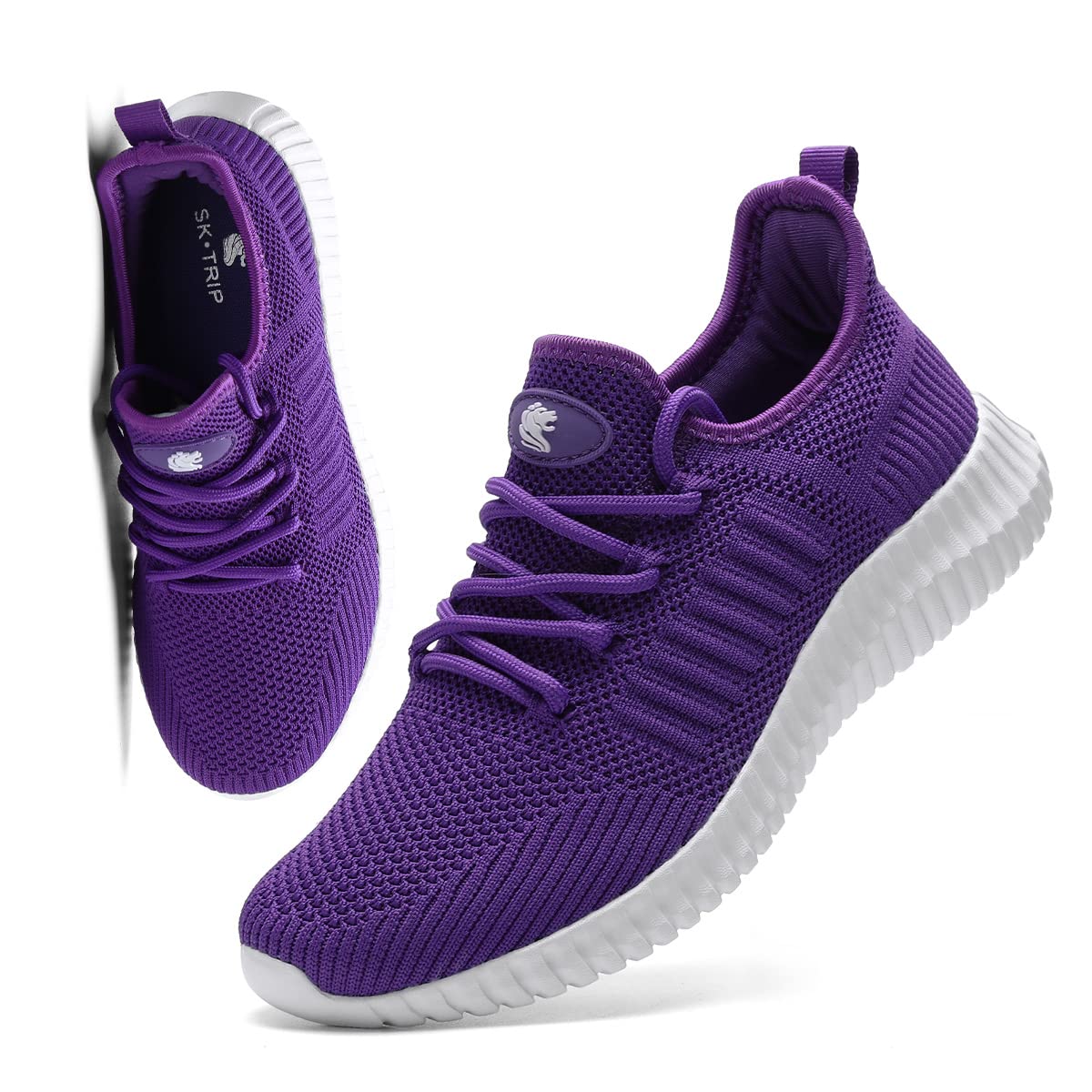 SK·TRIP Women's Lightweight Breathable Walking Shoes - Fly Knit Mesh Upper, Non-Slip Gym Sneakers for Jogging, Tennis & Workouts - Perfect for Casual Wear, Running & Fitness Training