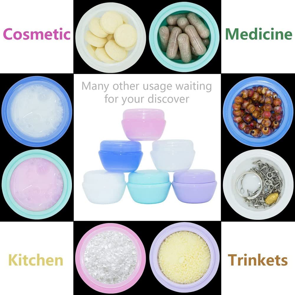 TSA Approved Leakproof Travel Containers for Toiletries - 6 Pack Small Refillable Cosmetic Jars with Lids (20g/0.7oz Each) for Cream, Gel & Paste - Perfect for Air Travel, Gym Bag & On-the-Go Makeup Organization
