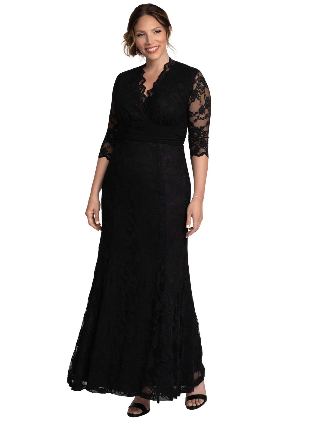 Kiyonna Women's Plus Size Lace Evening Gown - Elegant Formal Dress for Prom, Wedding & Special Occasions