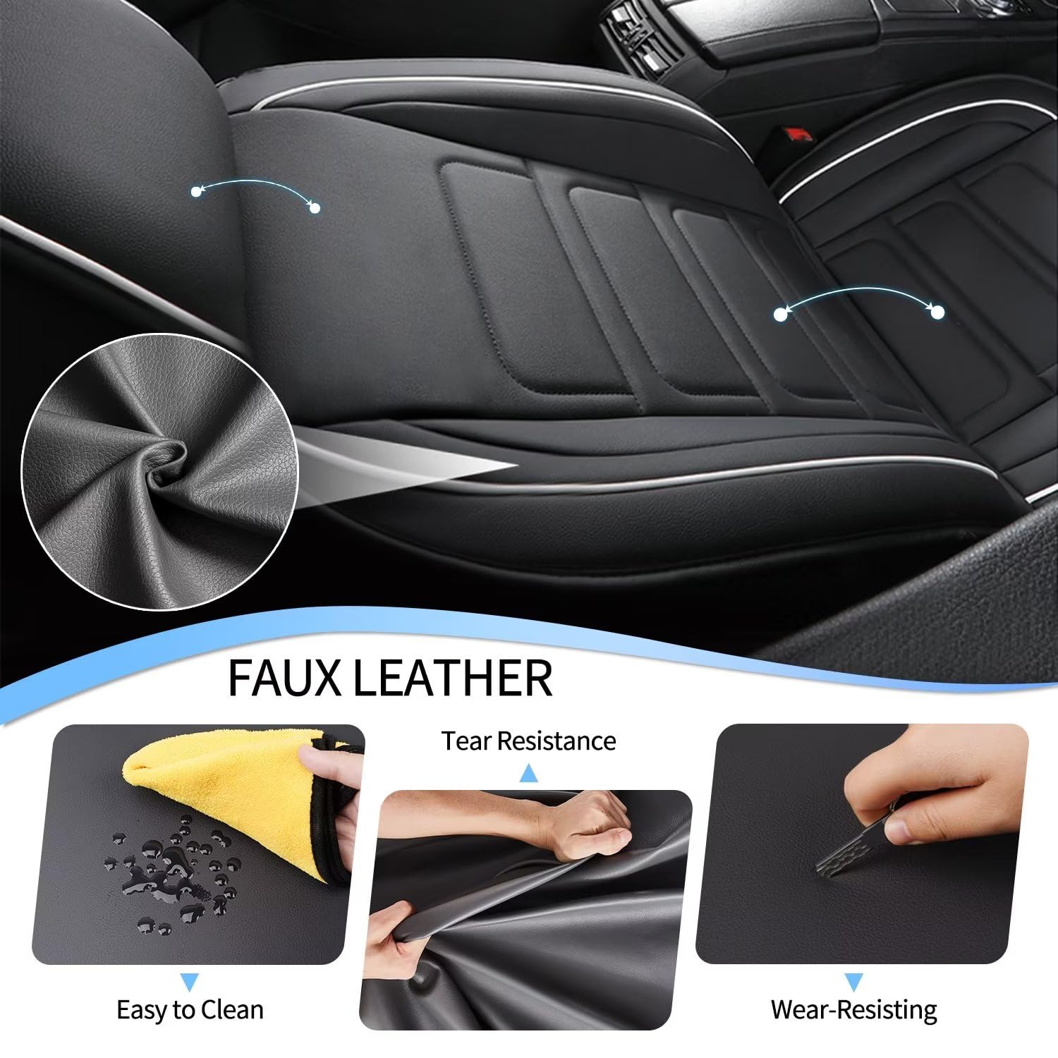 TTX LIGHTING Waterproof Leather Car Seat Covers Full Set (5 Seats) for Subaru Impreza 2012-2025 - Black Automotive Seat Protector | Perfect for Daily Commuting, Road Trips & Family Protection