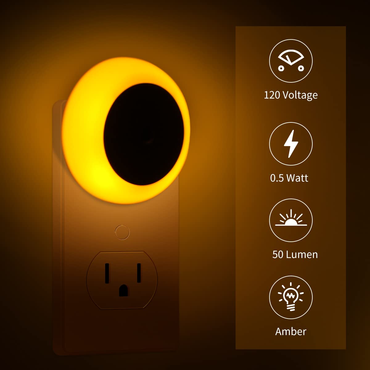 KINUR 6 Pack Amber LED Night Lights - Dusk to Dawn Sensor Wall Plug Ins for Kids Room, Nursery, Bedroom, Bathroom, Hallway & Stairs | Soft Glow for Safe Nighttime Navigation & Comfort