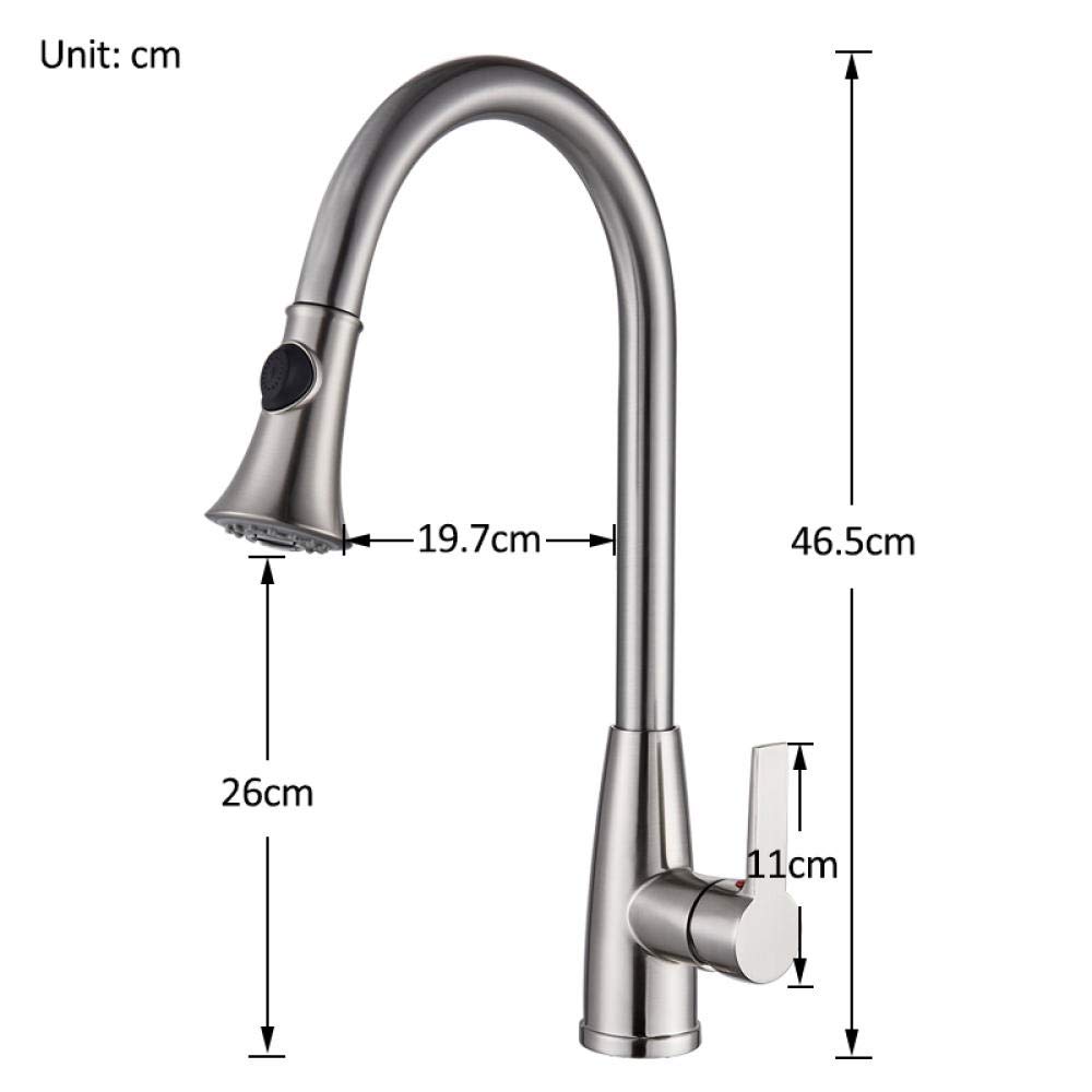 Lead-Free Brushed Nickel Kitchen Faucet with Pull-Out Spray - 2-Function Water Outlet Mixer Tap for Modern Kitchens | Perfect for Washing Dishes & Filling Pots