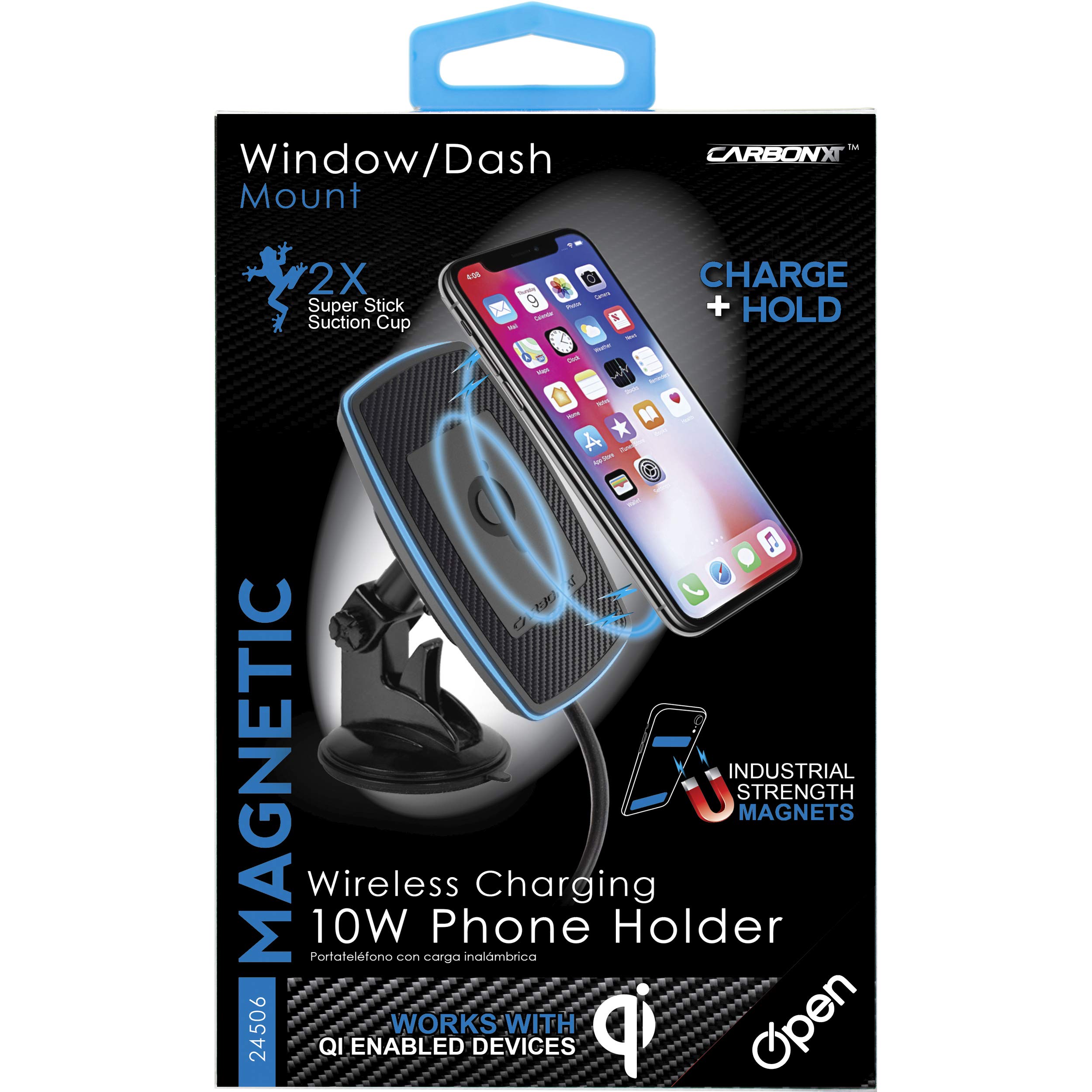 10W Qi Wireless Magnetic Charger with Suction Cup Mount - Fast Charging for iPhone 12/13/14/15, Samsung Galaxy - Perfect for Car, Office & Nightstand Use