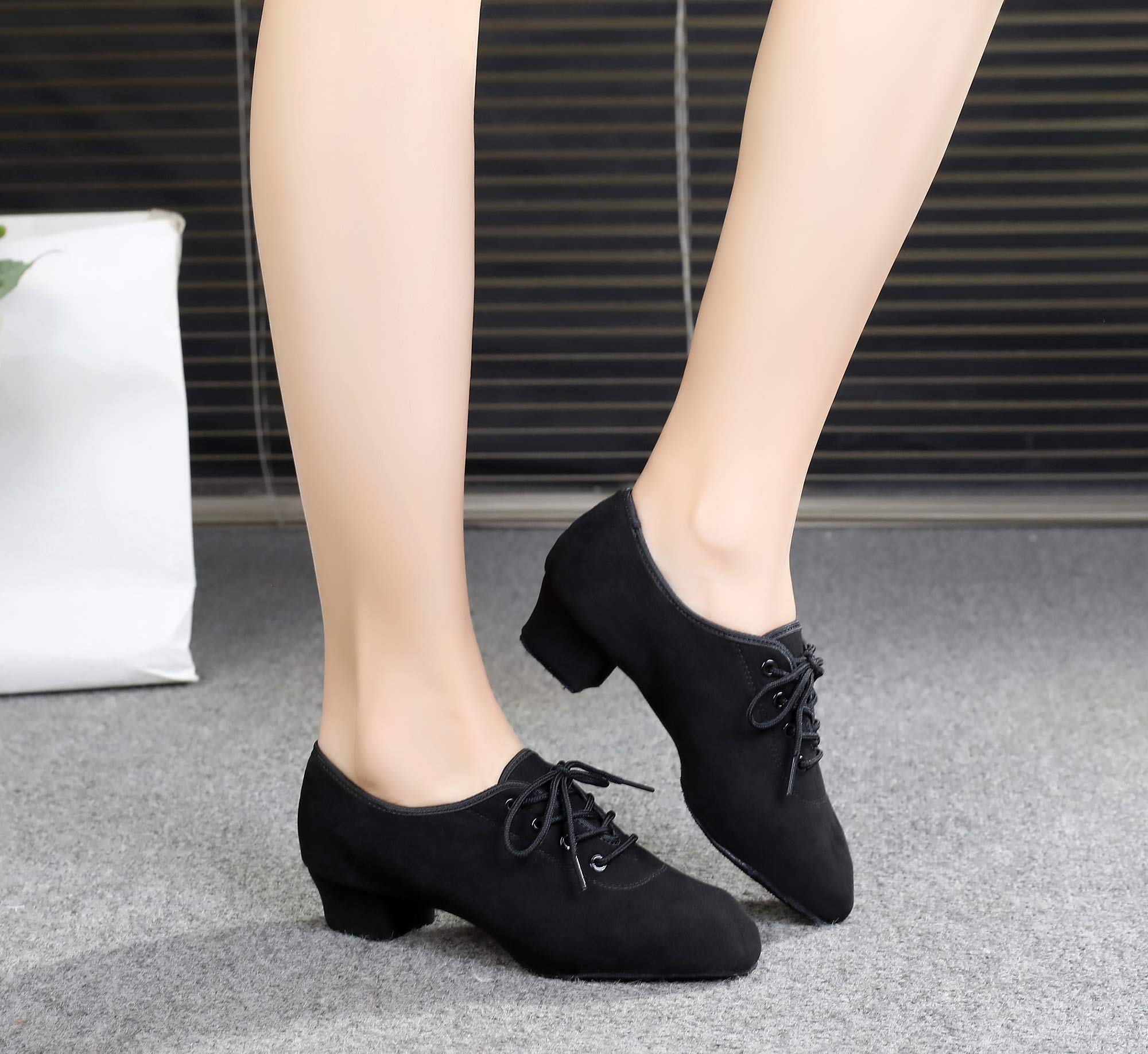 TINRYMX Boys & Men Lace-Up Dance Shoes - Low Heel Ballroom, Latin, Tango, Salsa Performance & Training Shoes for Kids & Adults - Perfect for Dance Practice & Performances
