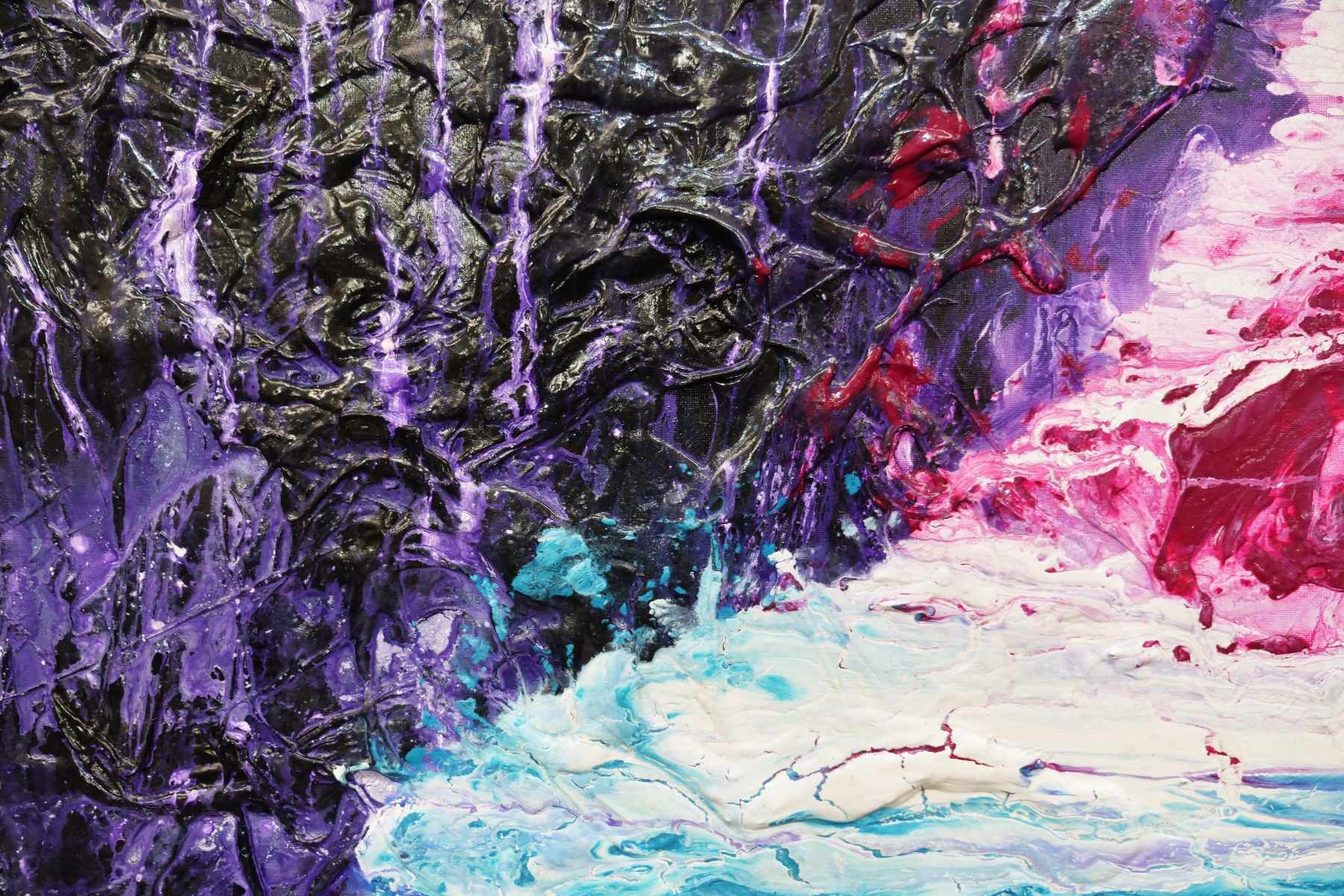 160cm x 60cm Blue Pink Purple Textured Abstract Canvas Wall Art - Modern Home Decor for Living Room, Bedroom & Office - Ready to Hang