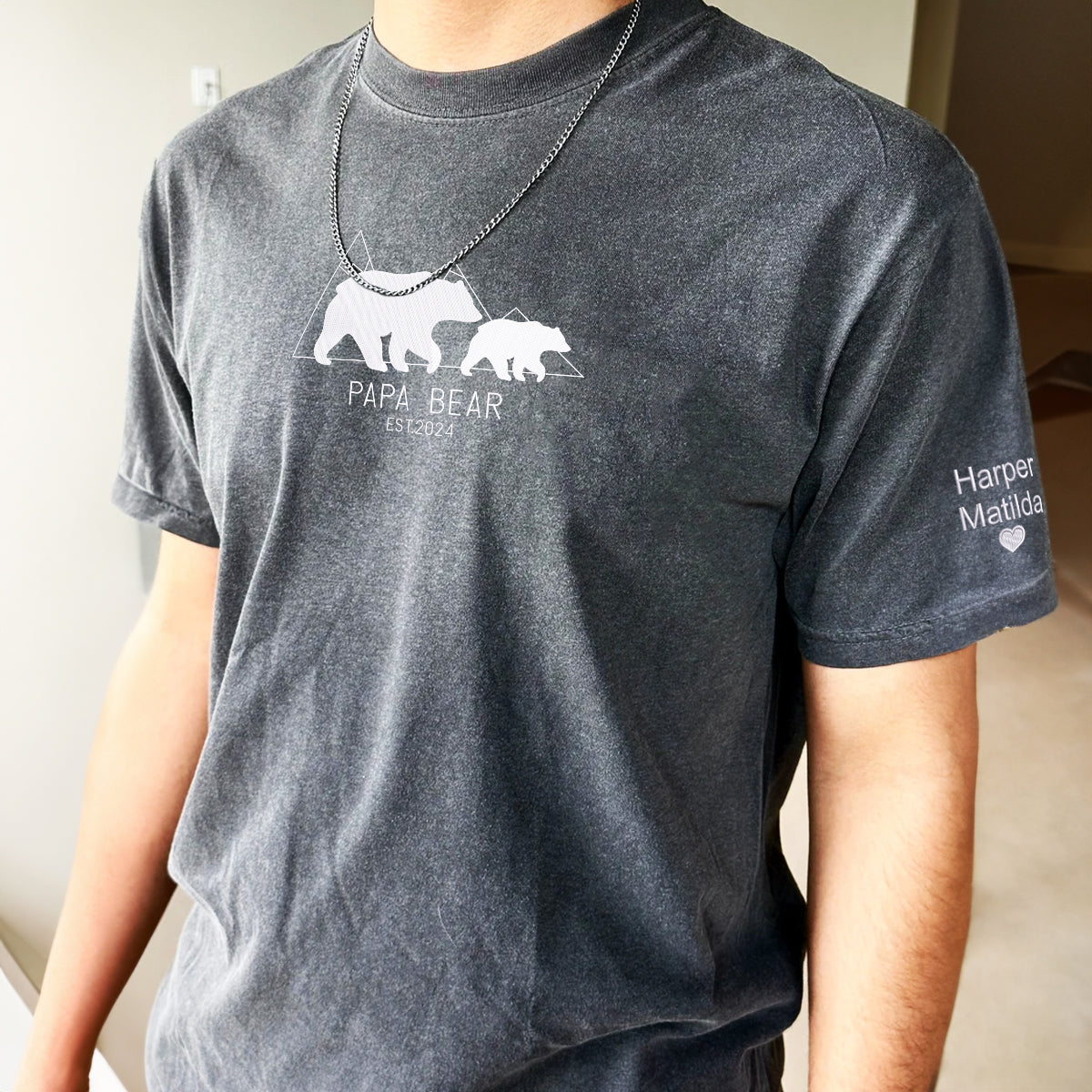 Custom Comfort Color® Embroidered Papa Bear T-Shirt - Soft Cotton Casual Wear for Dads, Gifts & Family Outings