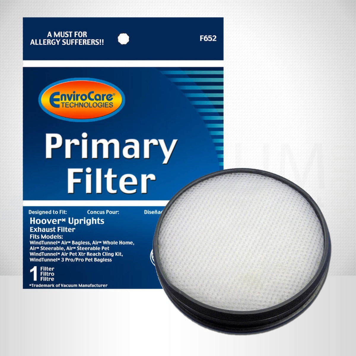 EnviroCare Hoover Filter F652 - HEPA Replacement Vacuum Filter for Hoover Cleaners | Perfect for Pet Hair, Allergies & Dust Removal in Home & Office