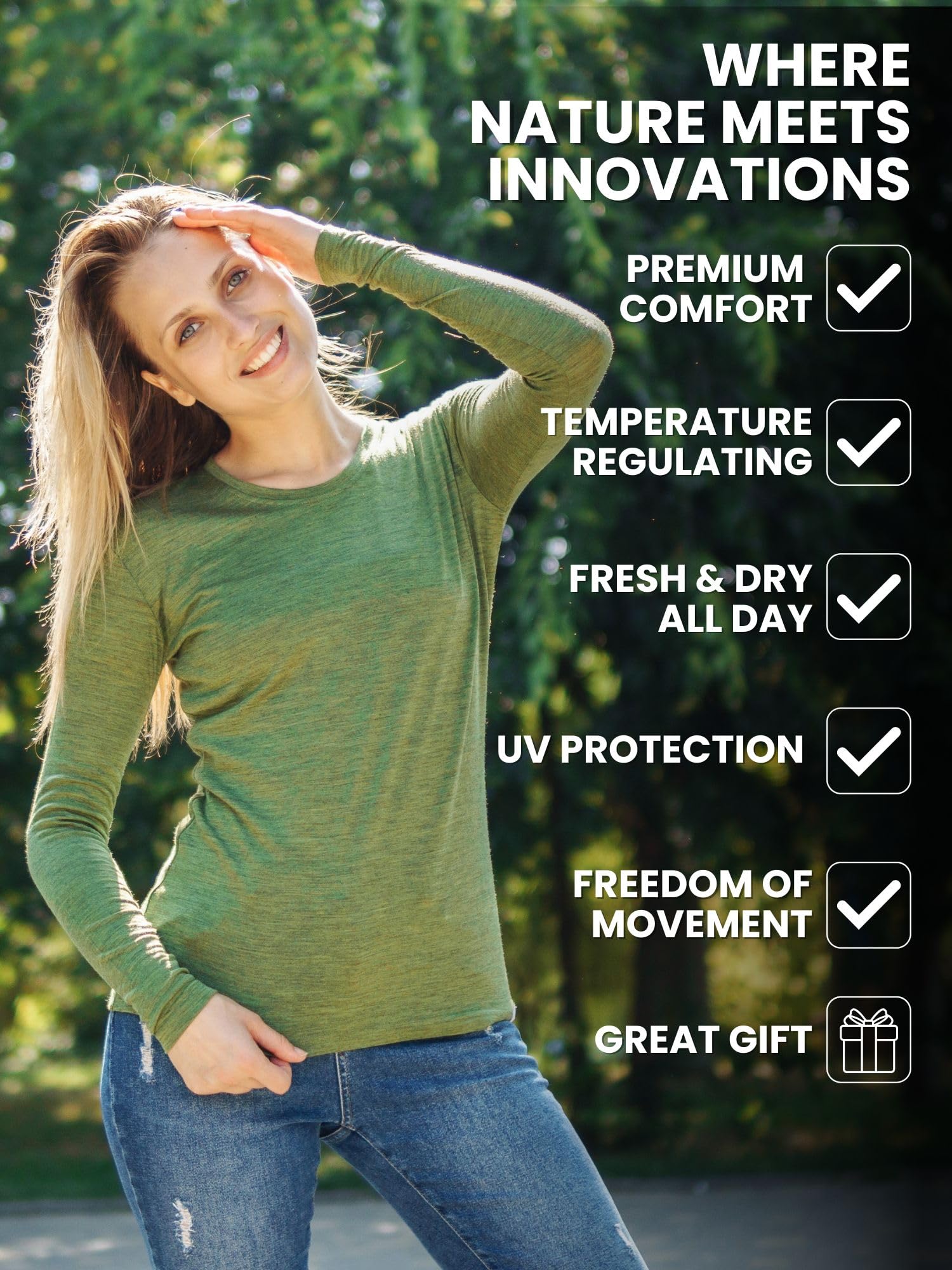 MerinoTech 100% Merino Wool Base Layer for Women - Lightweight, Midweight & Heavyweight Thermal Long Sleeve Shirts with Warm Socks - Perfect for Hiking, Skiing & Winter Outdoor Activities