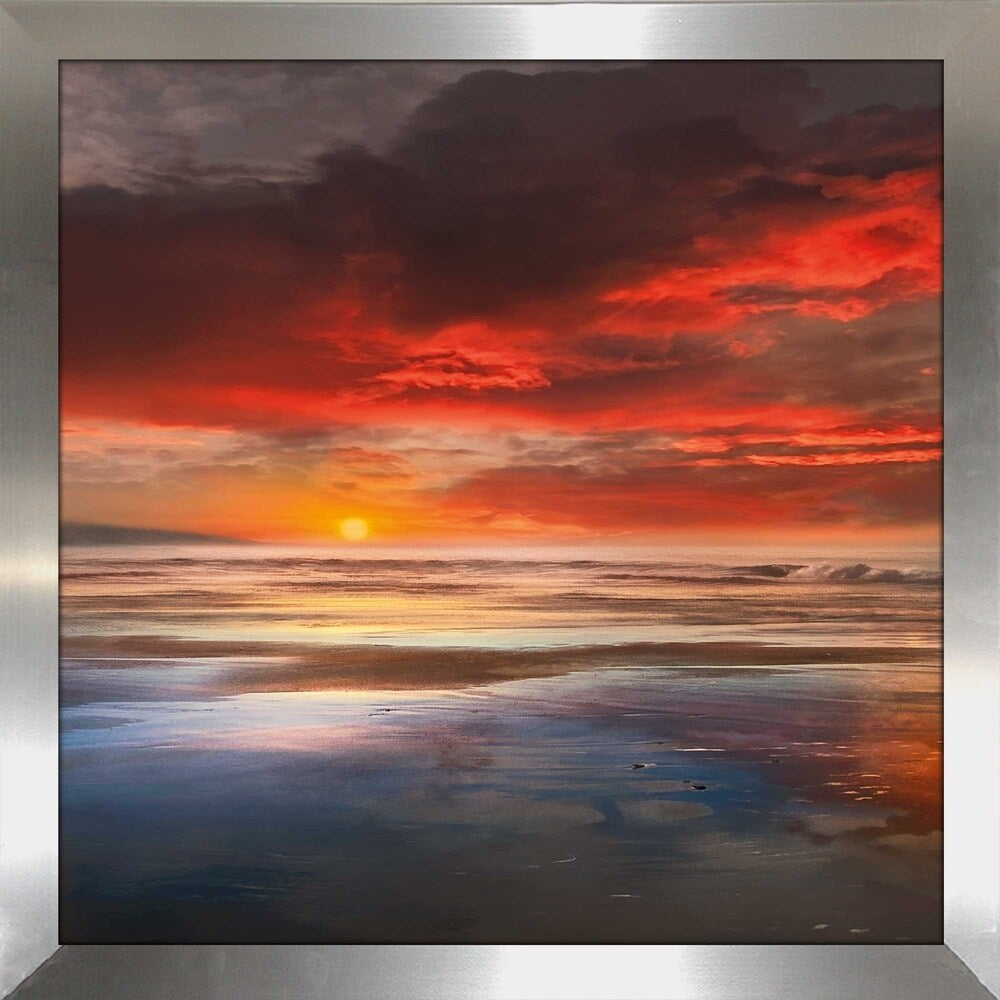 Before The Moon by Mike Calascibetta - Vibrant Red Acrylic Wall Art Print - Perfect for Living Room, Bedroom & Office Decor